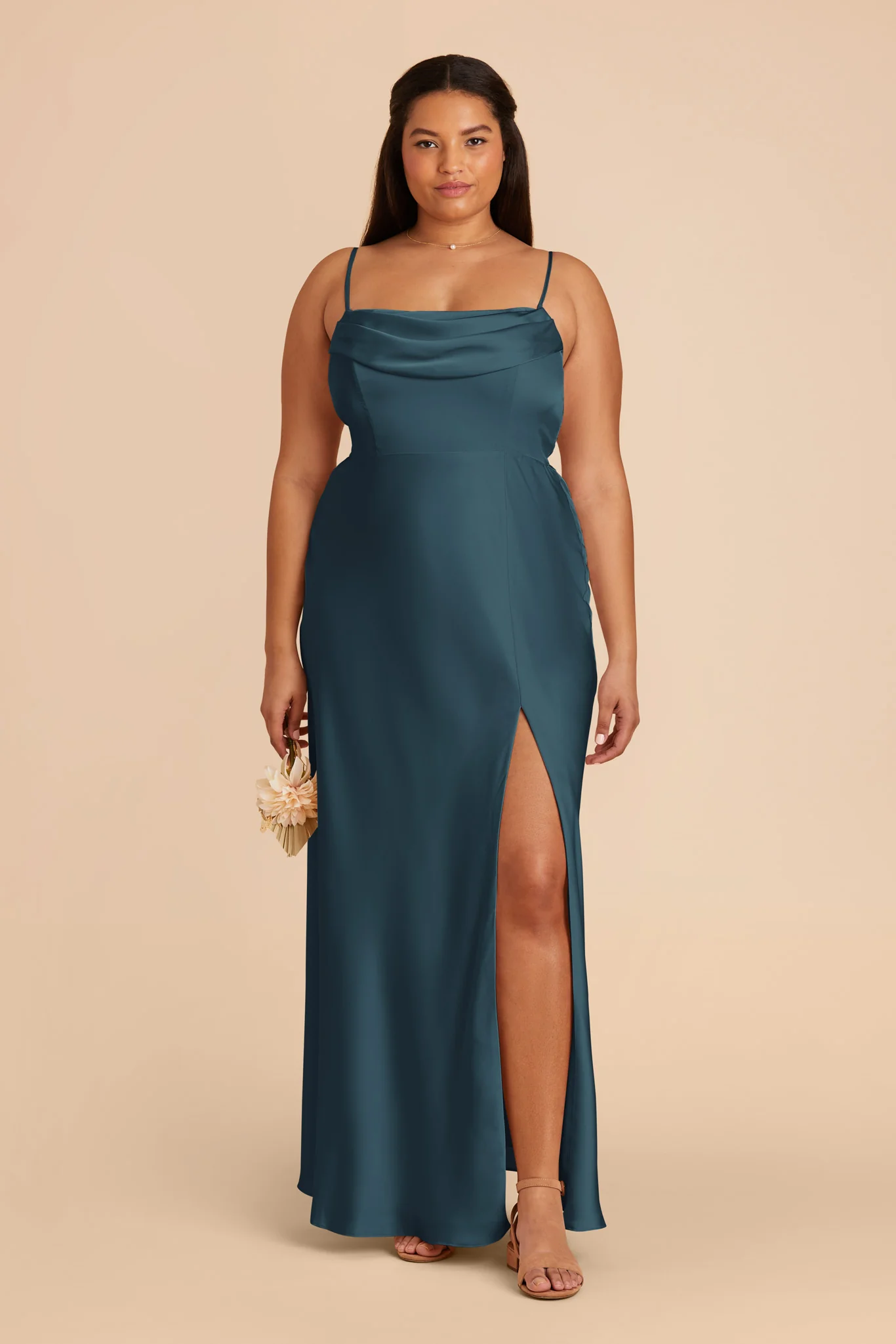 Mia Matte Satin Dress - Dark Teal - Image 9