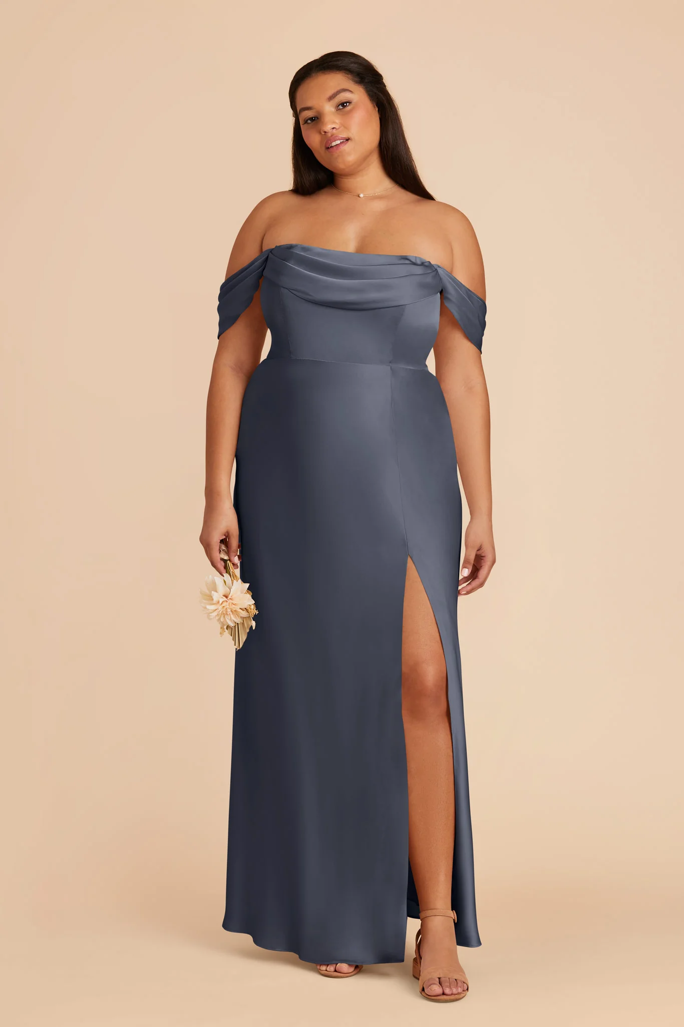 Mia Matte Satin Dress - Dusk Blue - Image 10