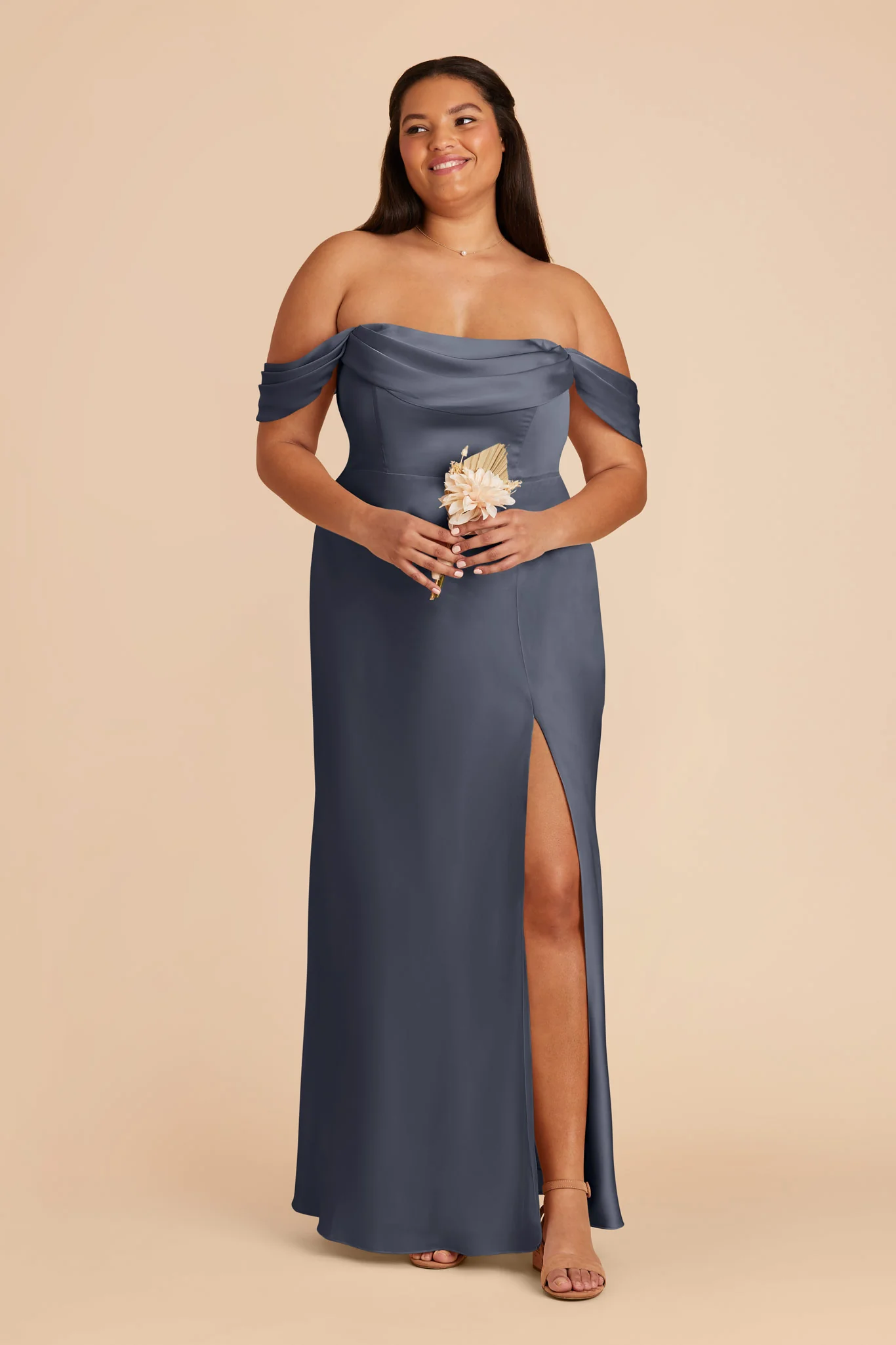 Mia Matte Satin Dress - Dusk Blue - Image 11
