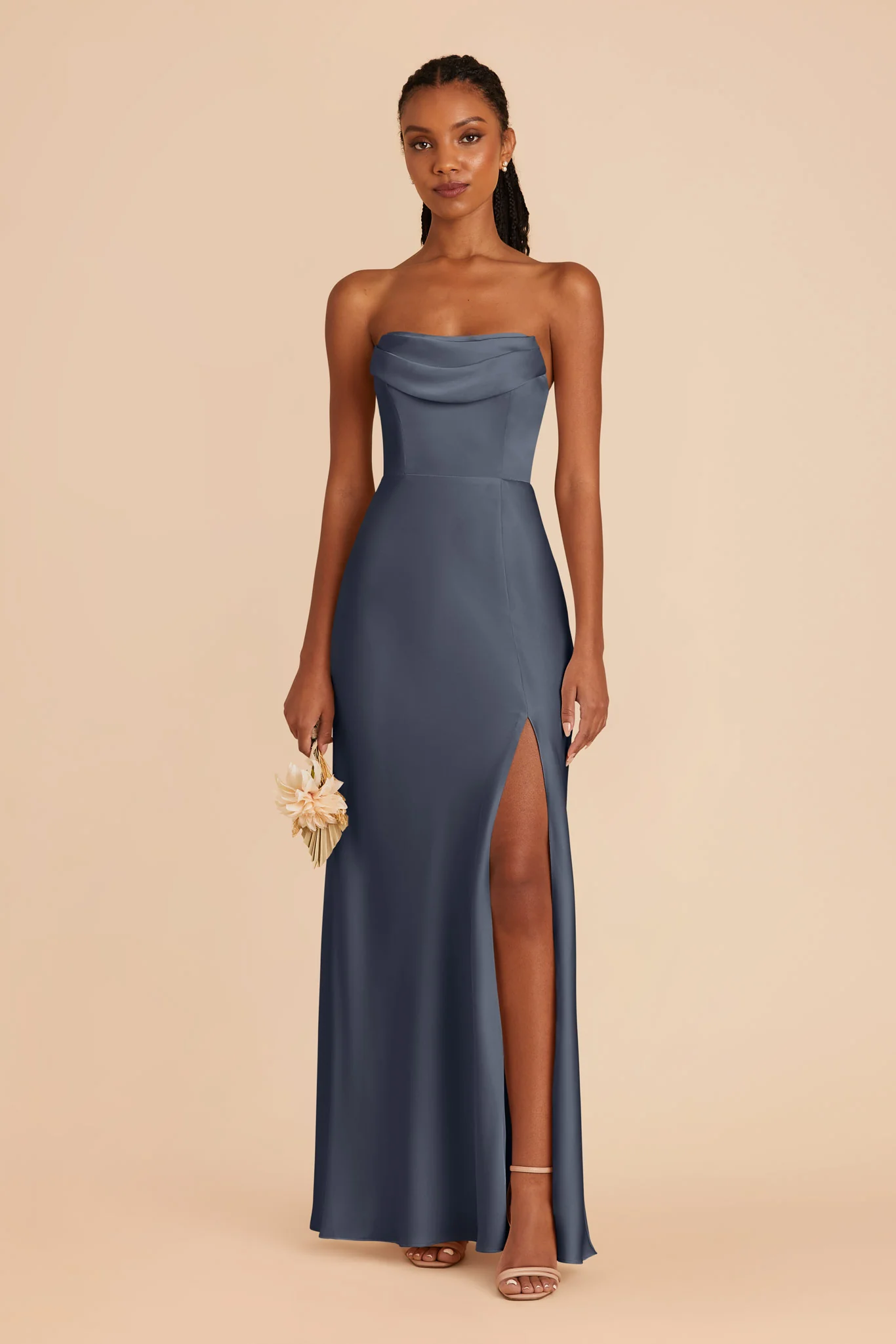 Mia Matte Satin Dress - Dusk Blue - Image 3