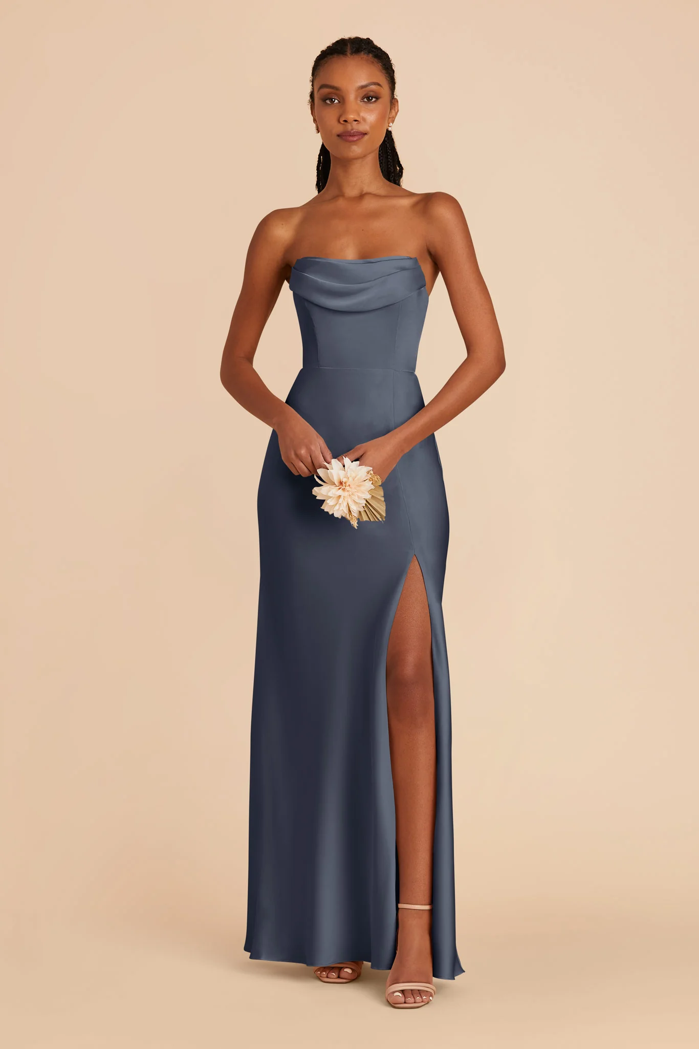 Mia Matte Satin Dress - Dusk Blue - Image 4
