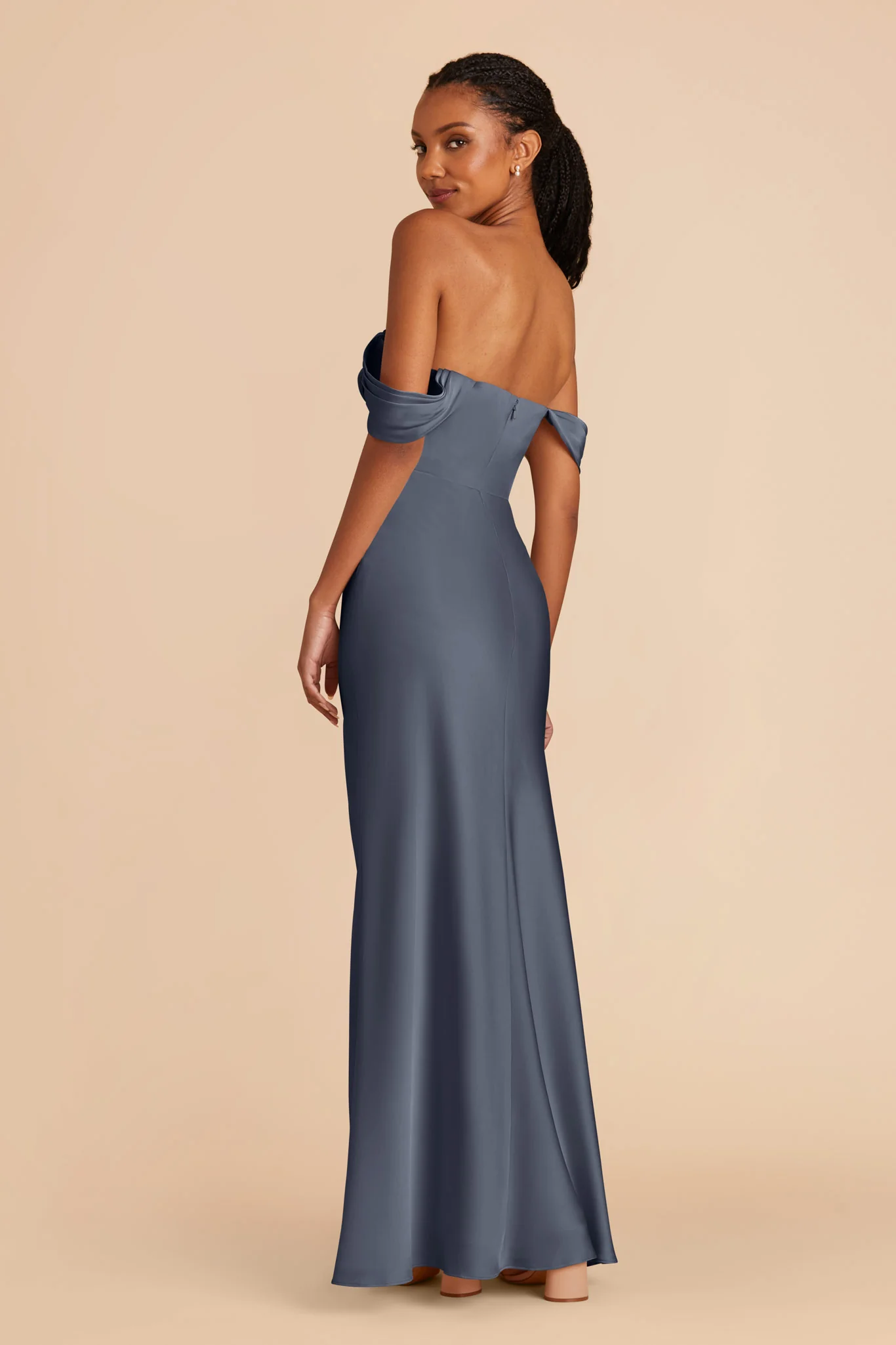 Mia Matte Satin Dress - Dusk Blue - Image 7