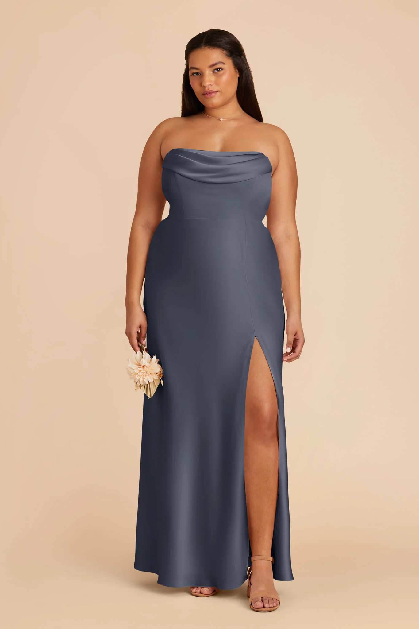 Mia Matte Satin Dress - Dusk Blue - Image 9
