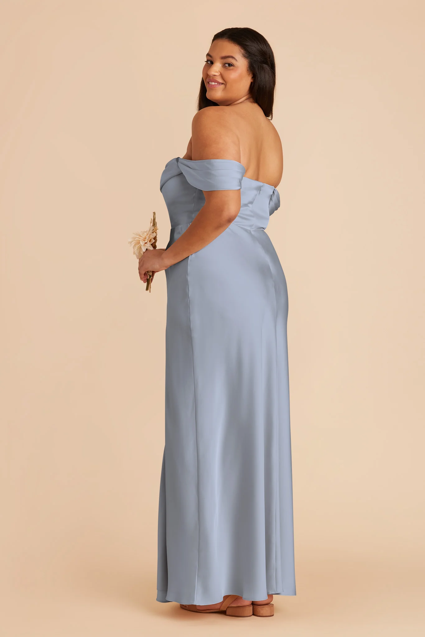 Mia Matte Satin Dress - Dusty Blue - Image 11