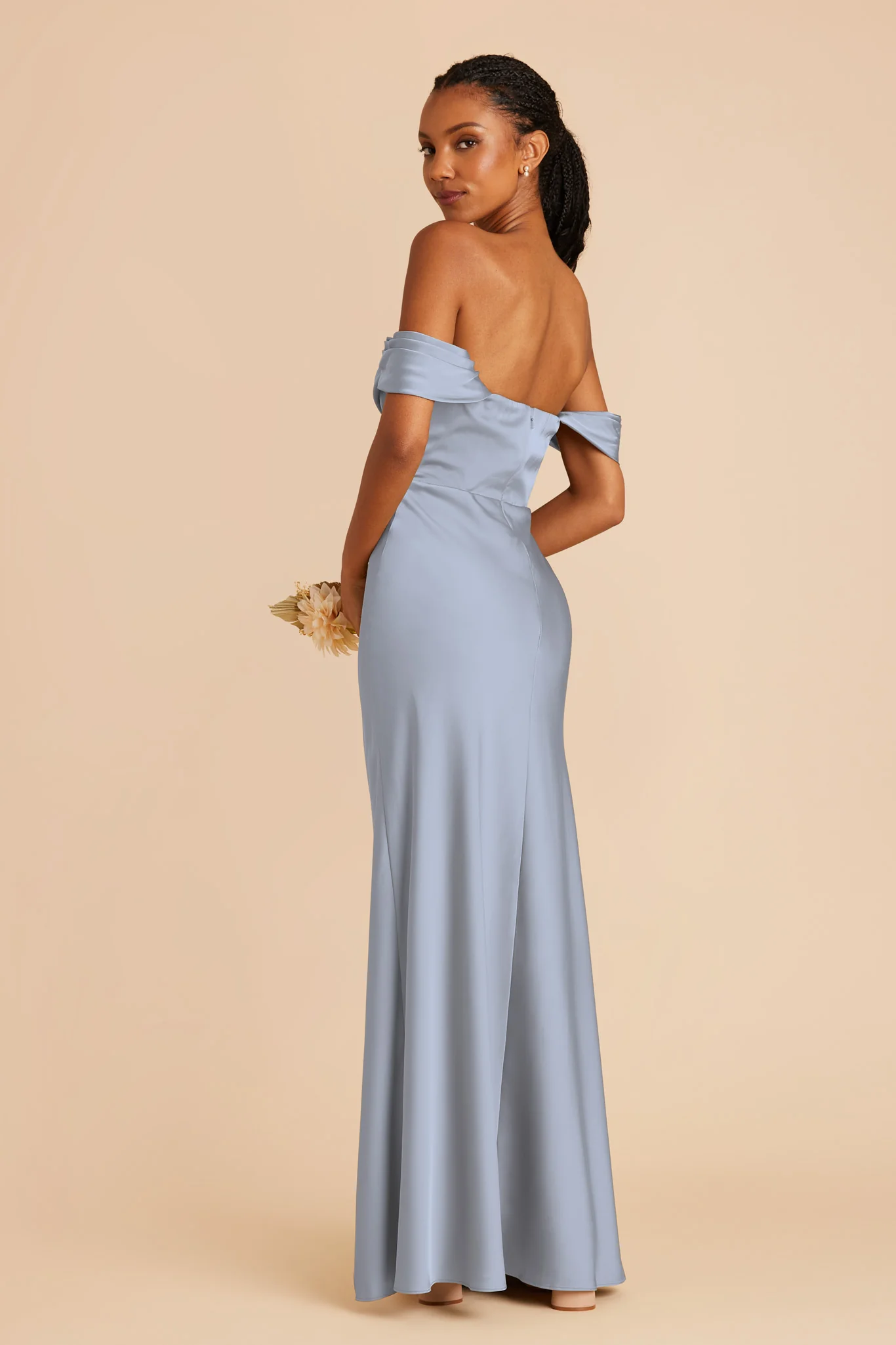 Mia Matte Satin Dress - Dusty Blue - Image 6
