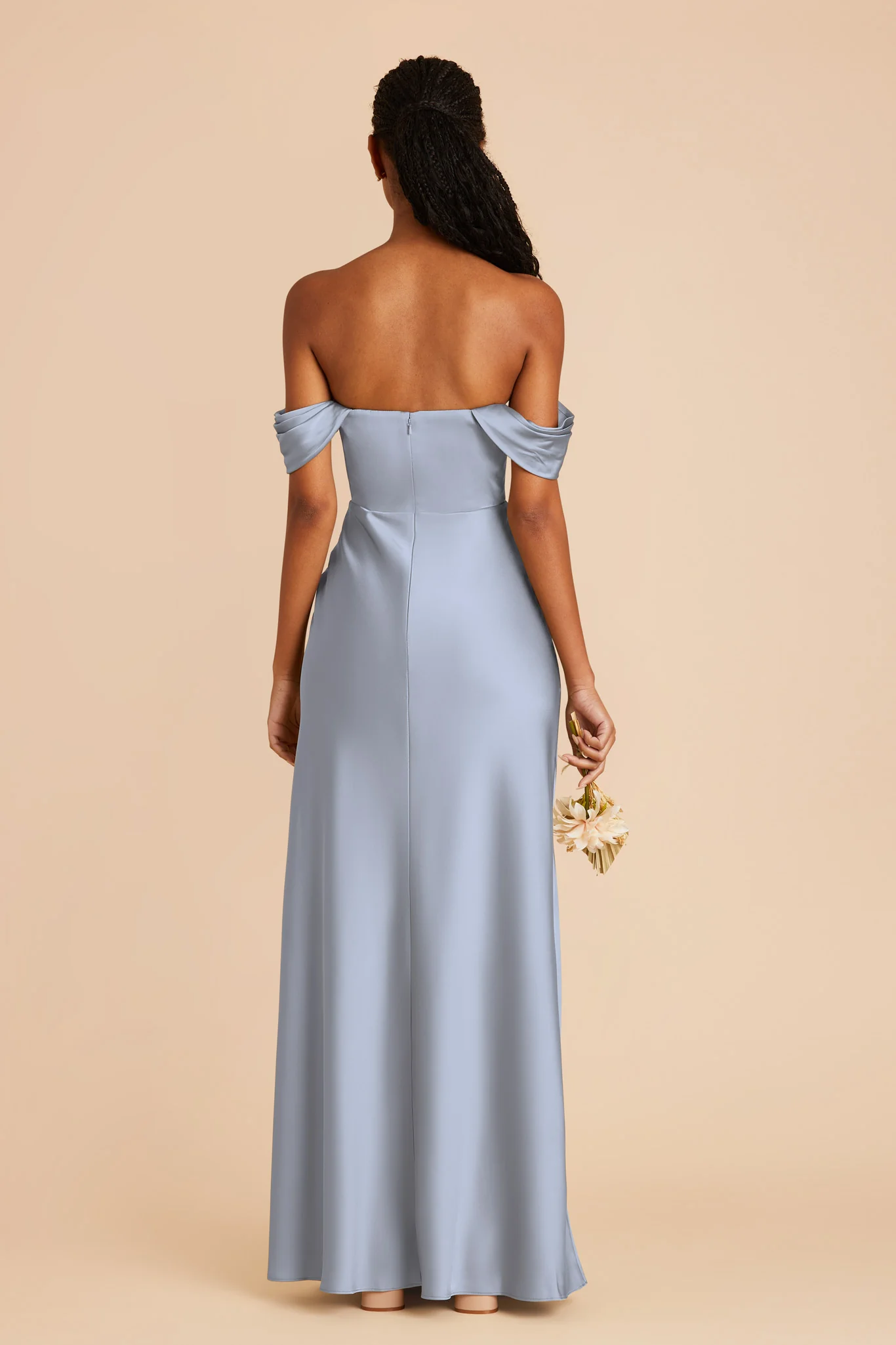 Mia Matte Satin Dress - Dusty Blue - Image 7