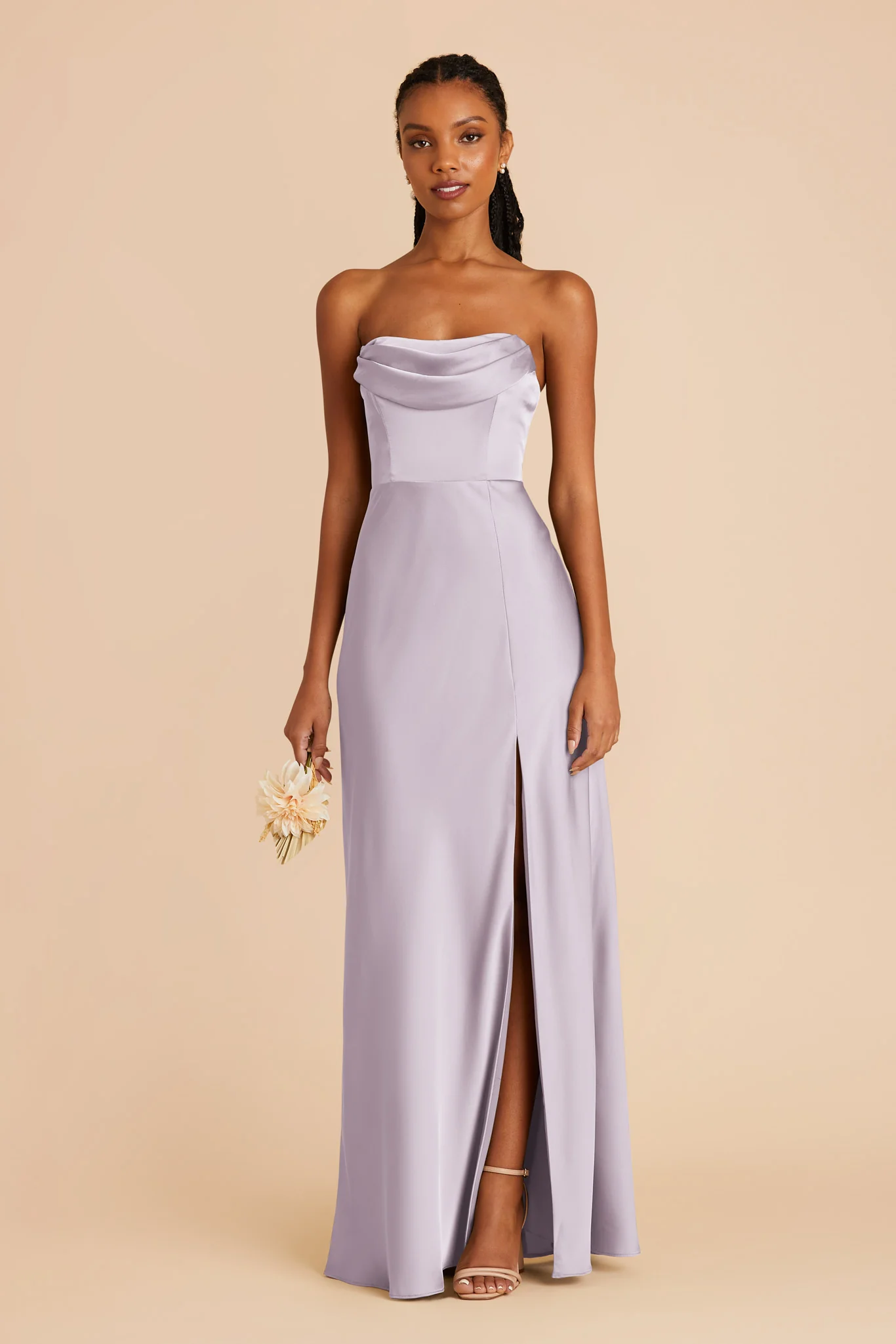 Mia Matte Satin Dress - Dusty Lilac - Image 3