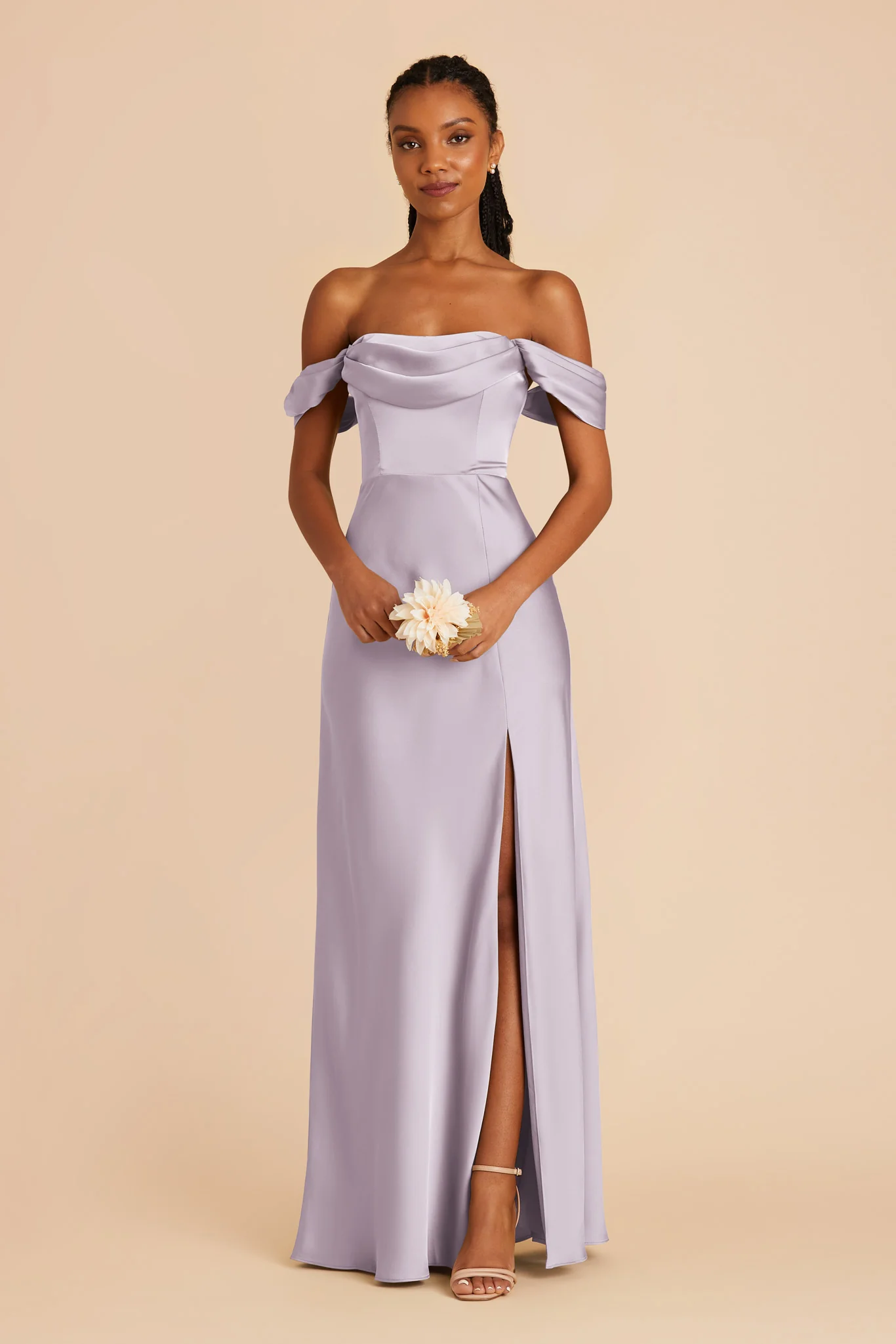 Mia Matte Satin Dress - Dusty Lilac - Image 4