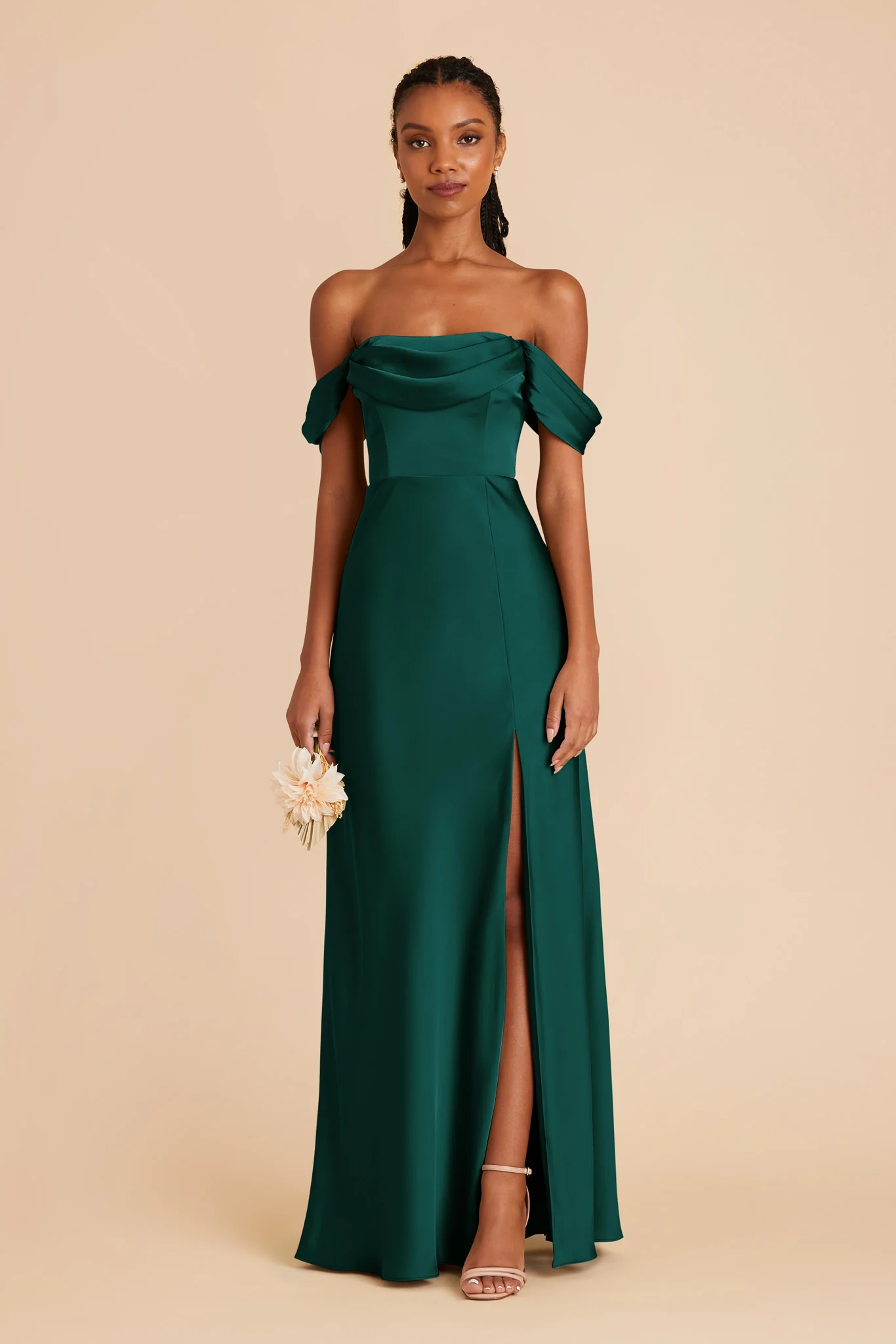 Mia Matte Satin Dress - Emerald - Image 5