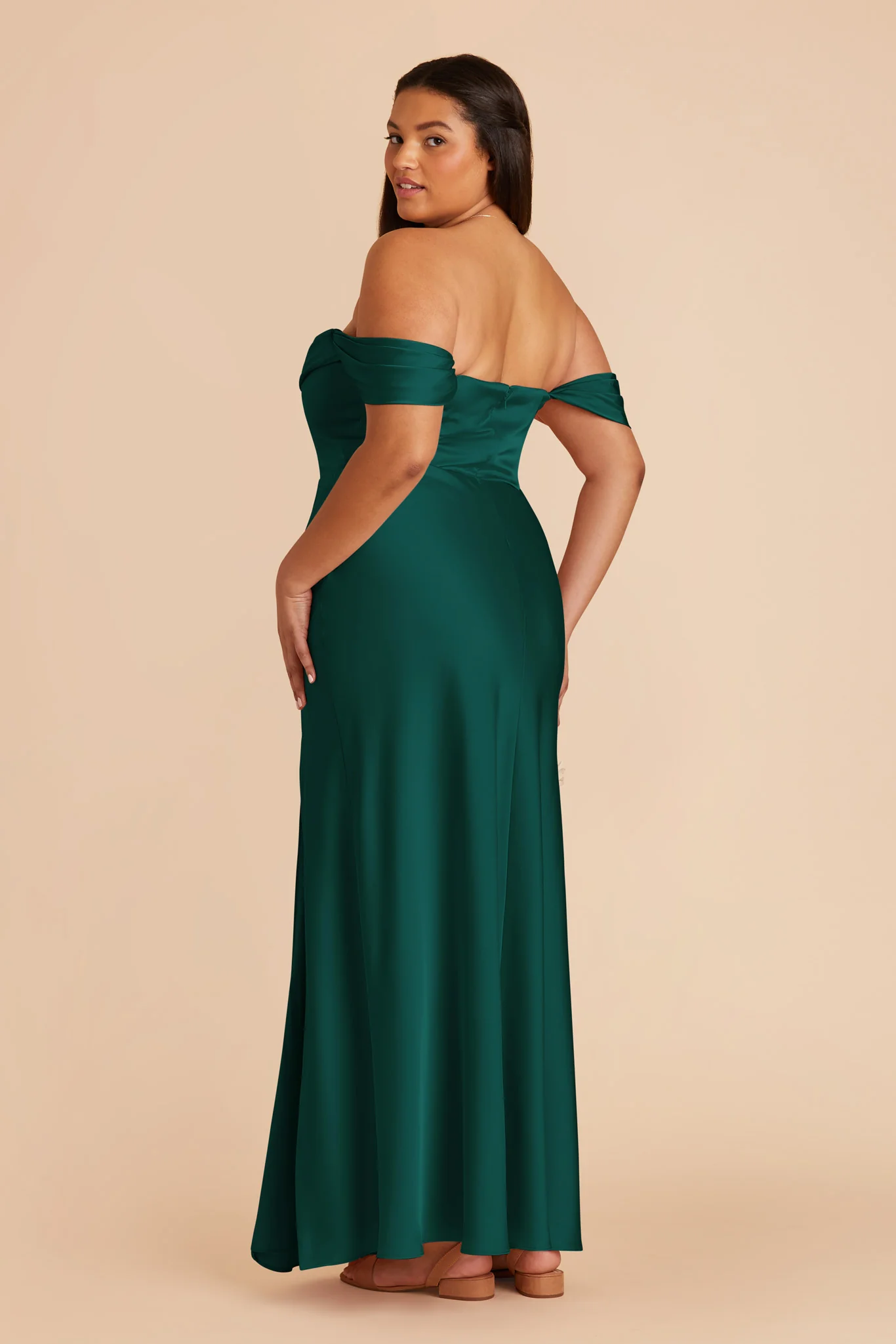 Mia Matte Satin Dress - Emerald - Image 9