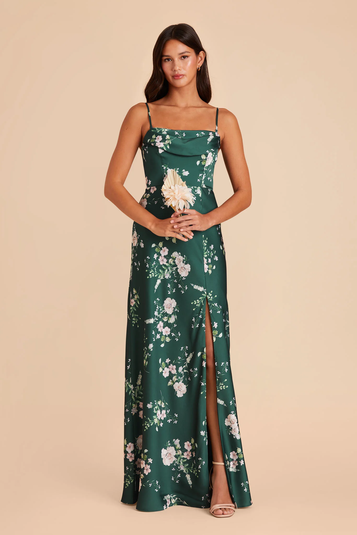 Mia Matte Satin Dress - Emerald Garden Party - Image 3