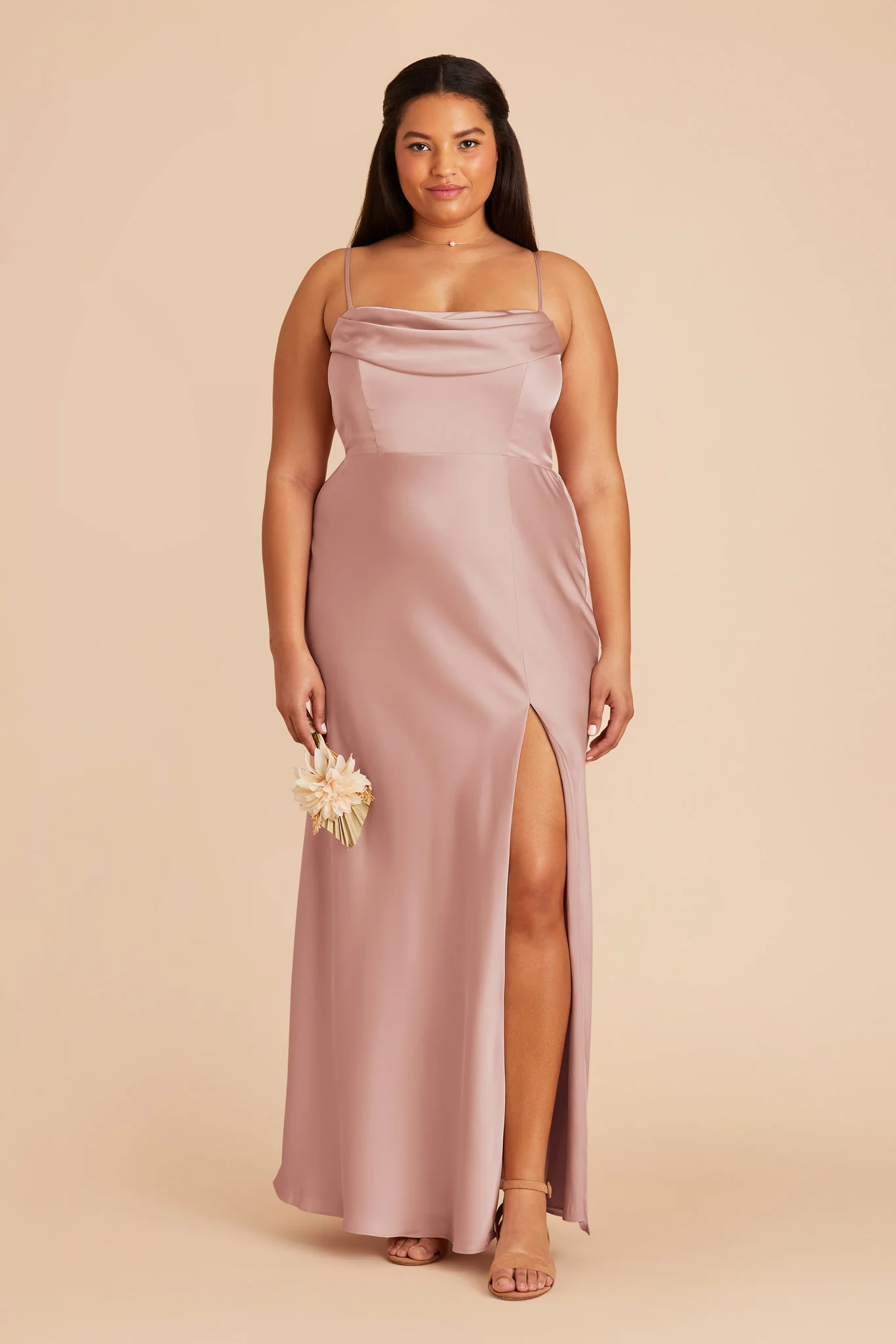 Mia Matte Satin Dress - English Rose - Image 2