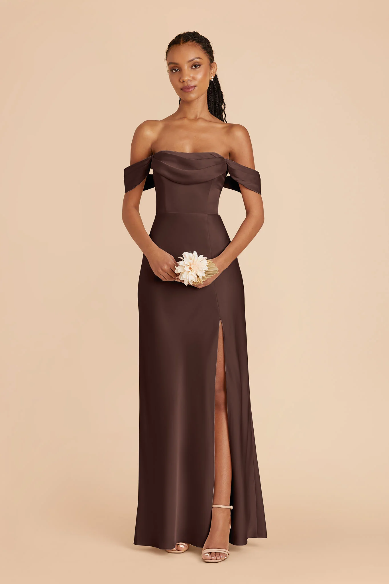 Mia Matte Satin Dress - Espresso - Image 3