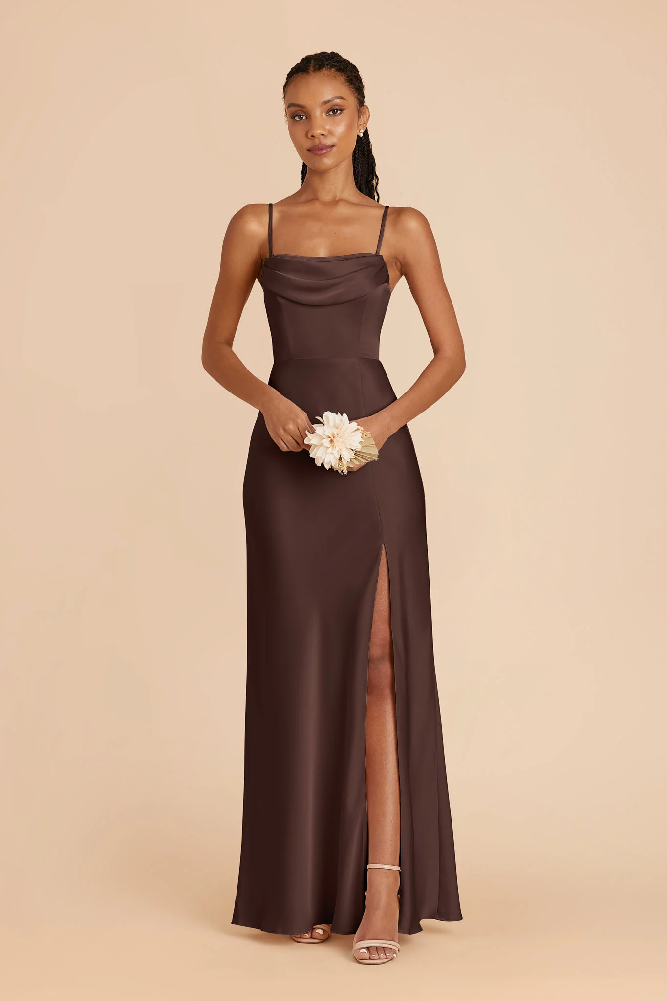 Mia Matte Satin Dress - Espresso - Image 4
