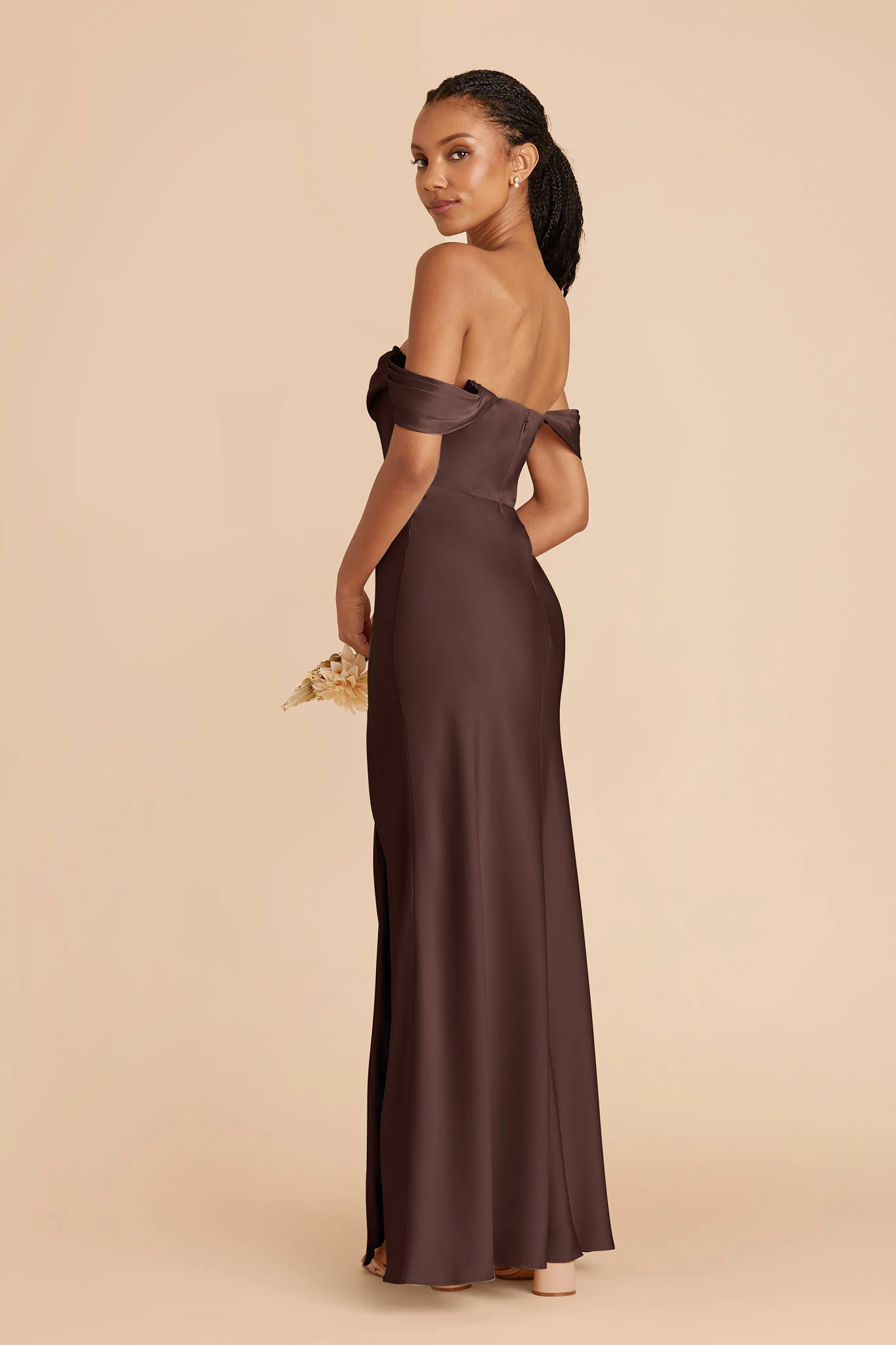 Mia Matte Satin Dress - Espresso - Image 5