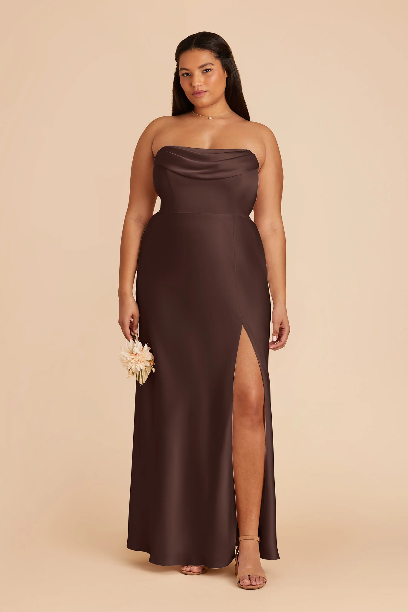 Mia Matte Satin Dress - Espresso - Image 7