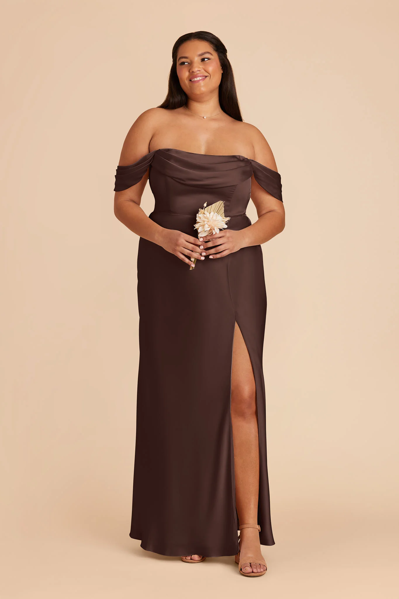 Mia Matte Satin Dress - Espresso - Image 9