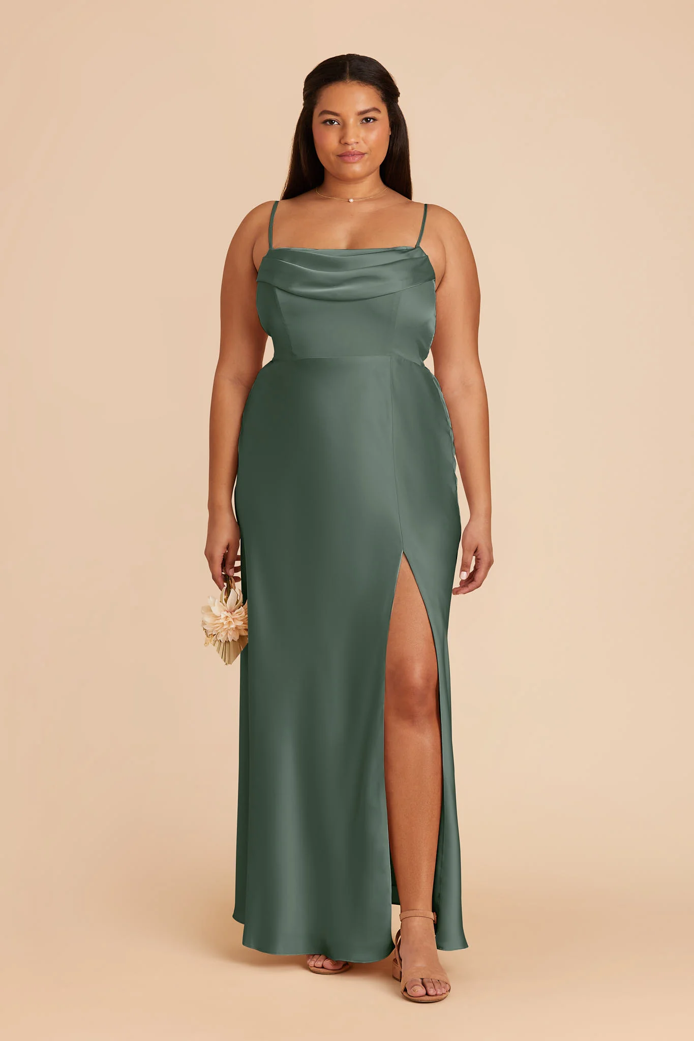 Mia Matte Satin Dress - Eucalyptus - Image 2
