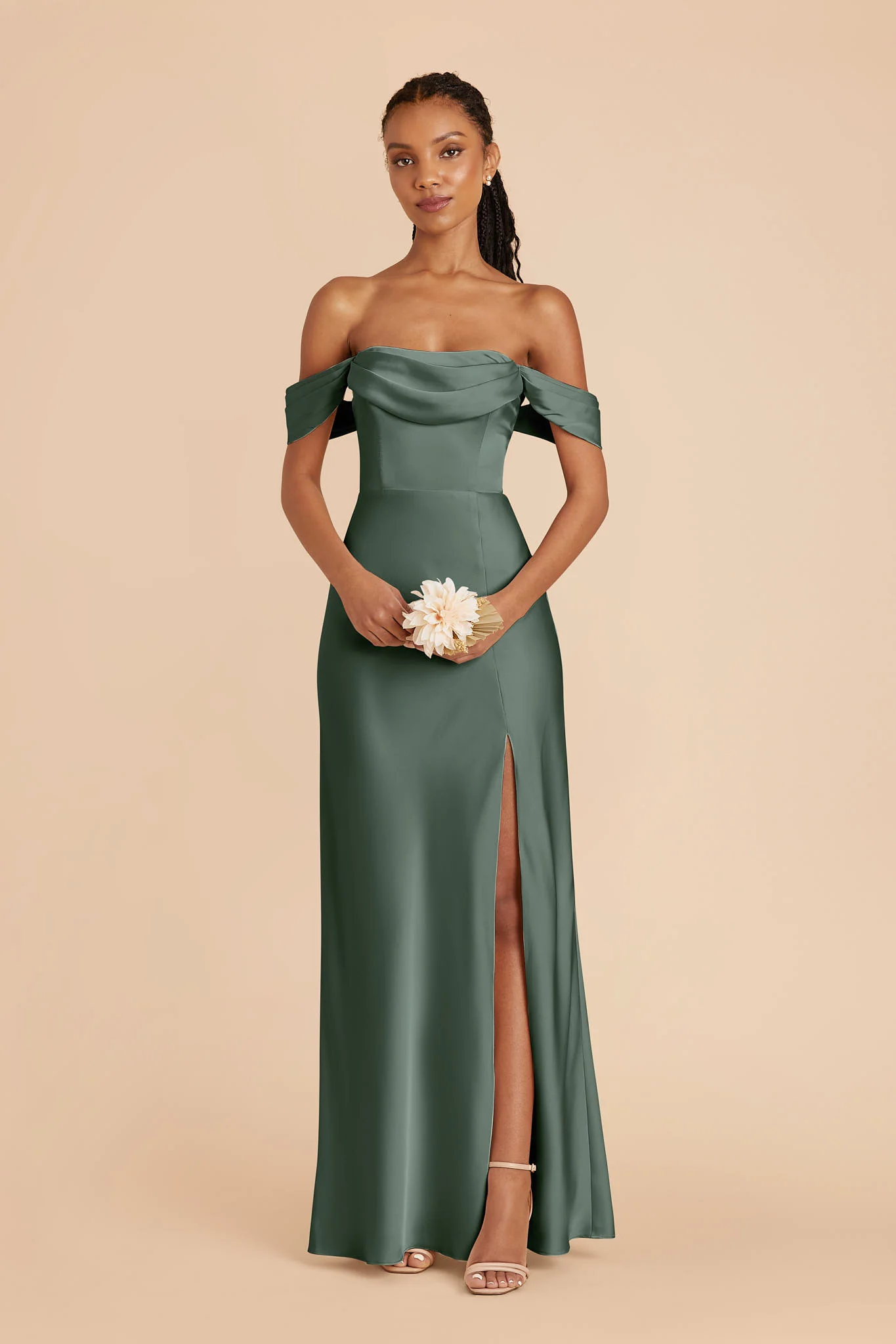 Mia Matte Satin Dress - Eucalyptus - Image 4