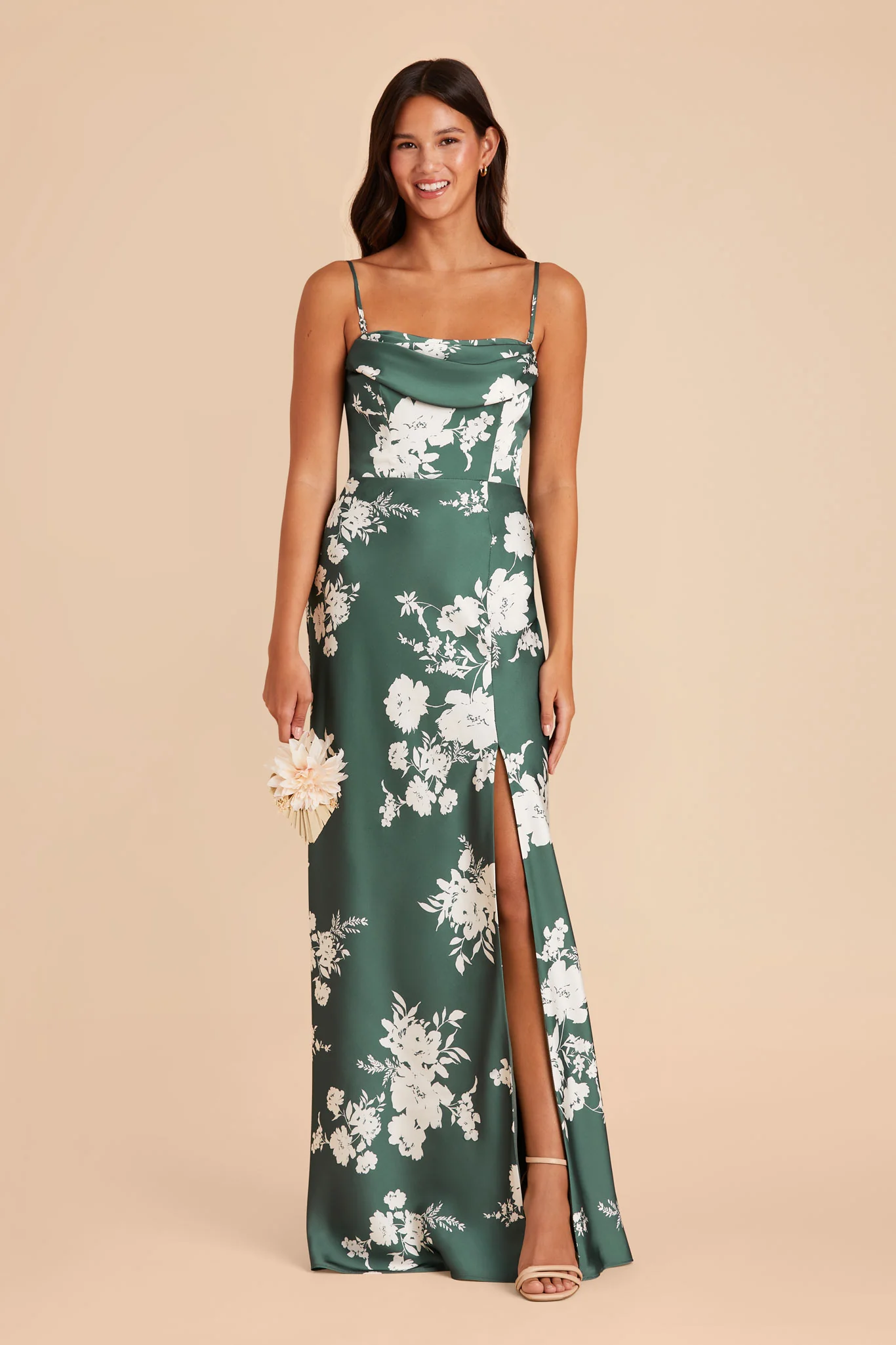 Mia Matte Satin Dress - Eucalyptus Whimsical Blooms - Image 4