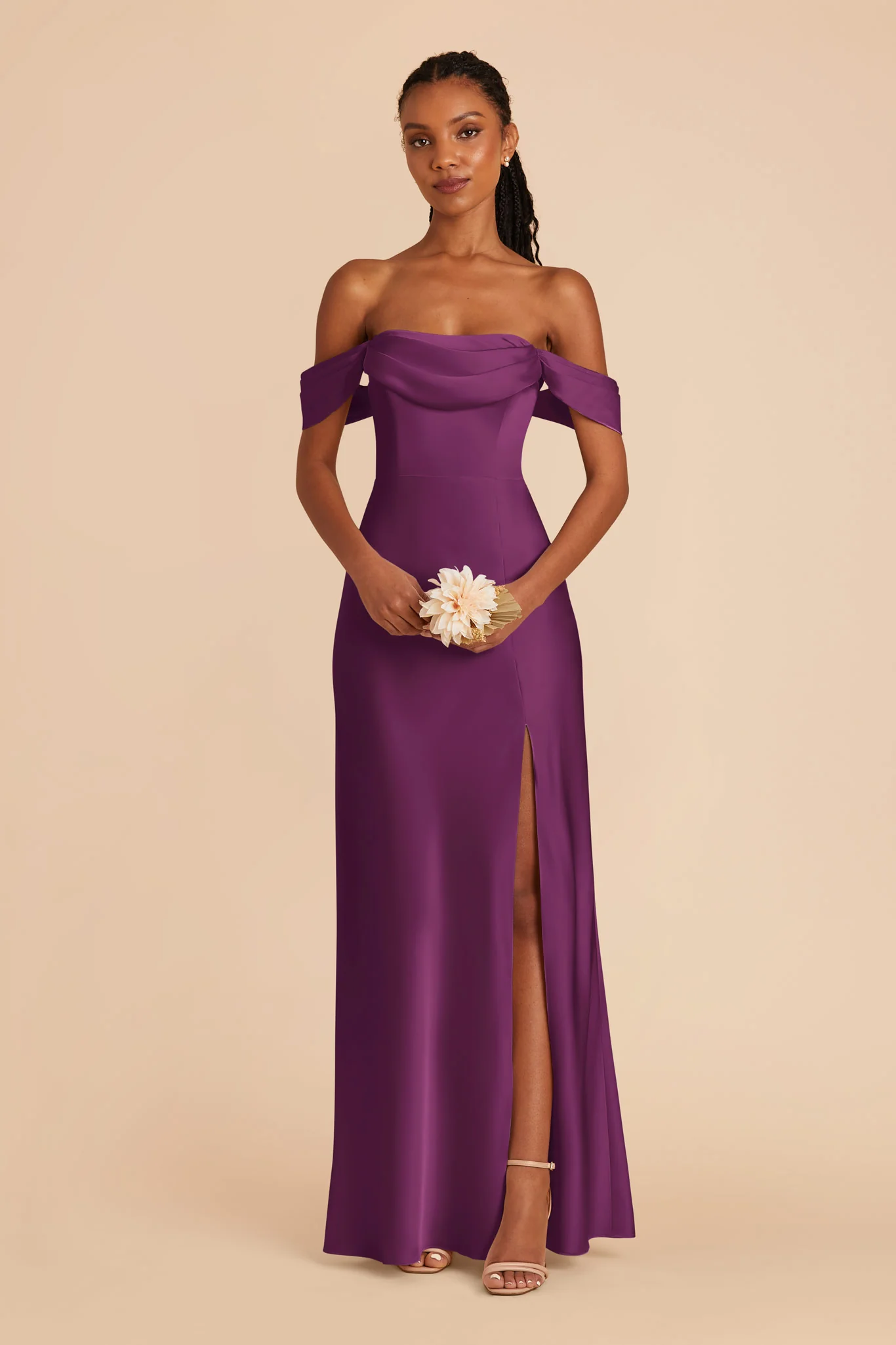 Mia Matte Satin Dress - Fig