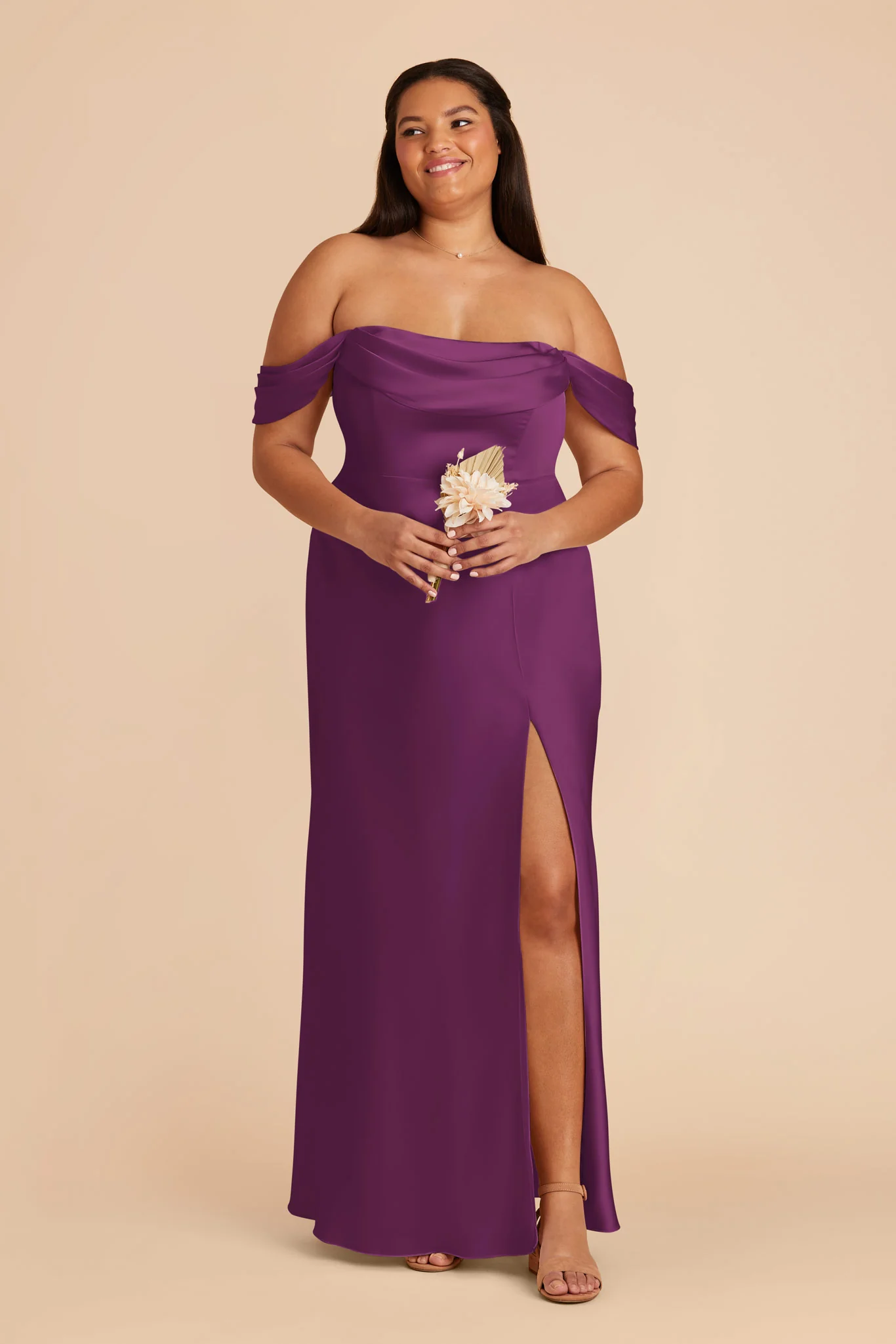 Mia Matte Satin Dress - Fig - Image 10