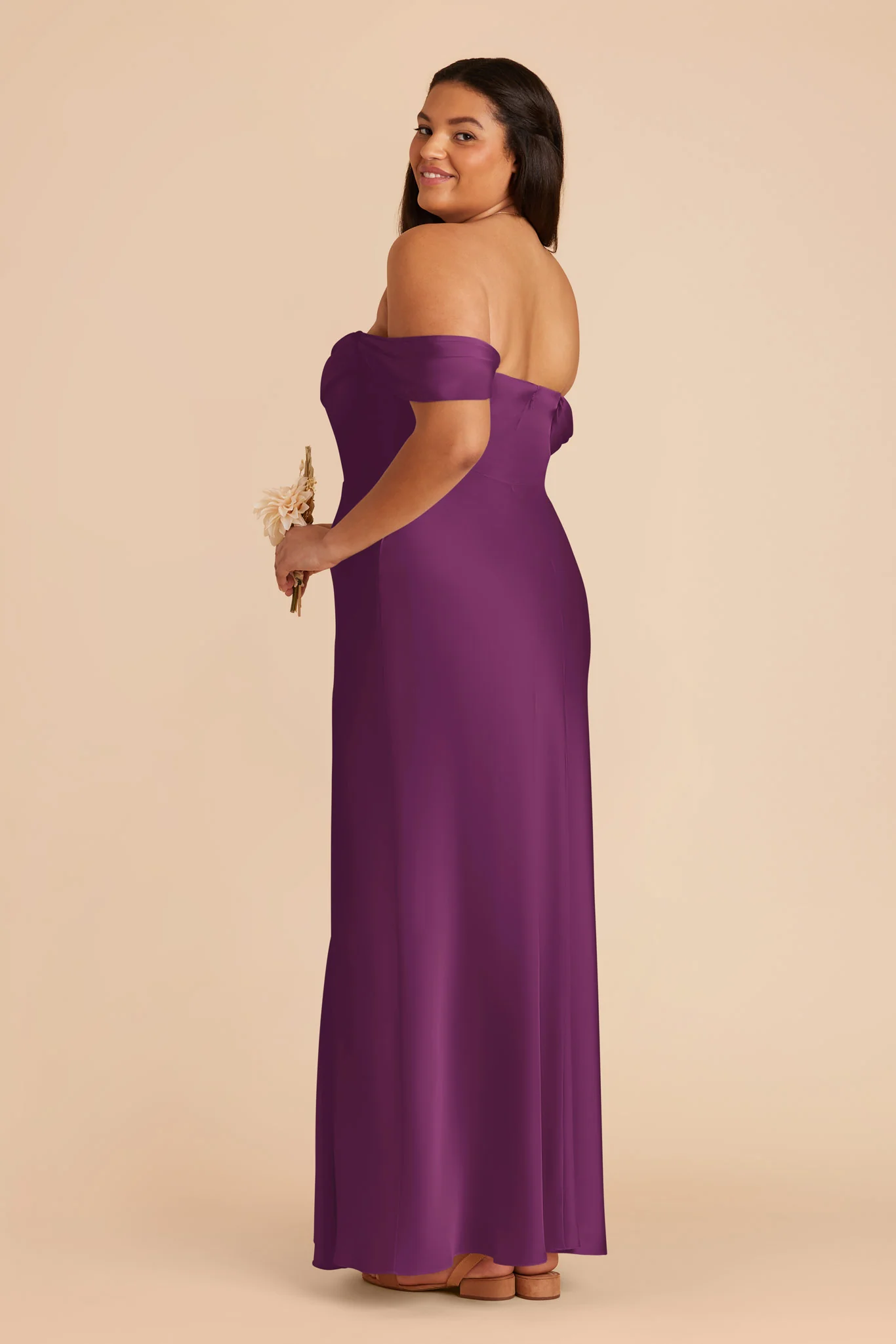 Mia Matte Satin Dress - Fig - Image 12