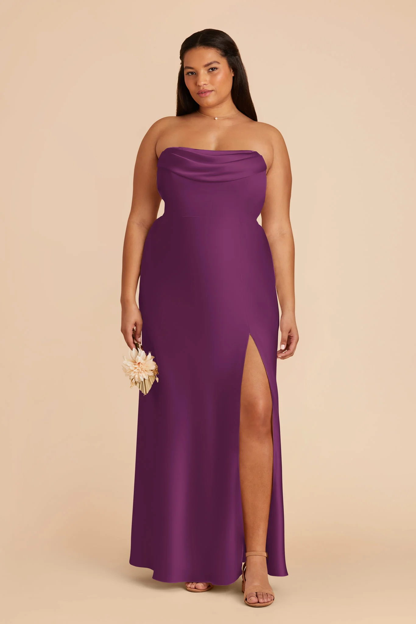 Mia Matte Satin Dress - Fig - Image 2