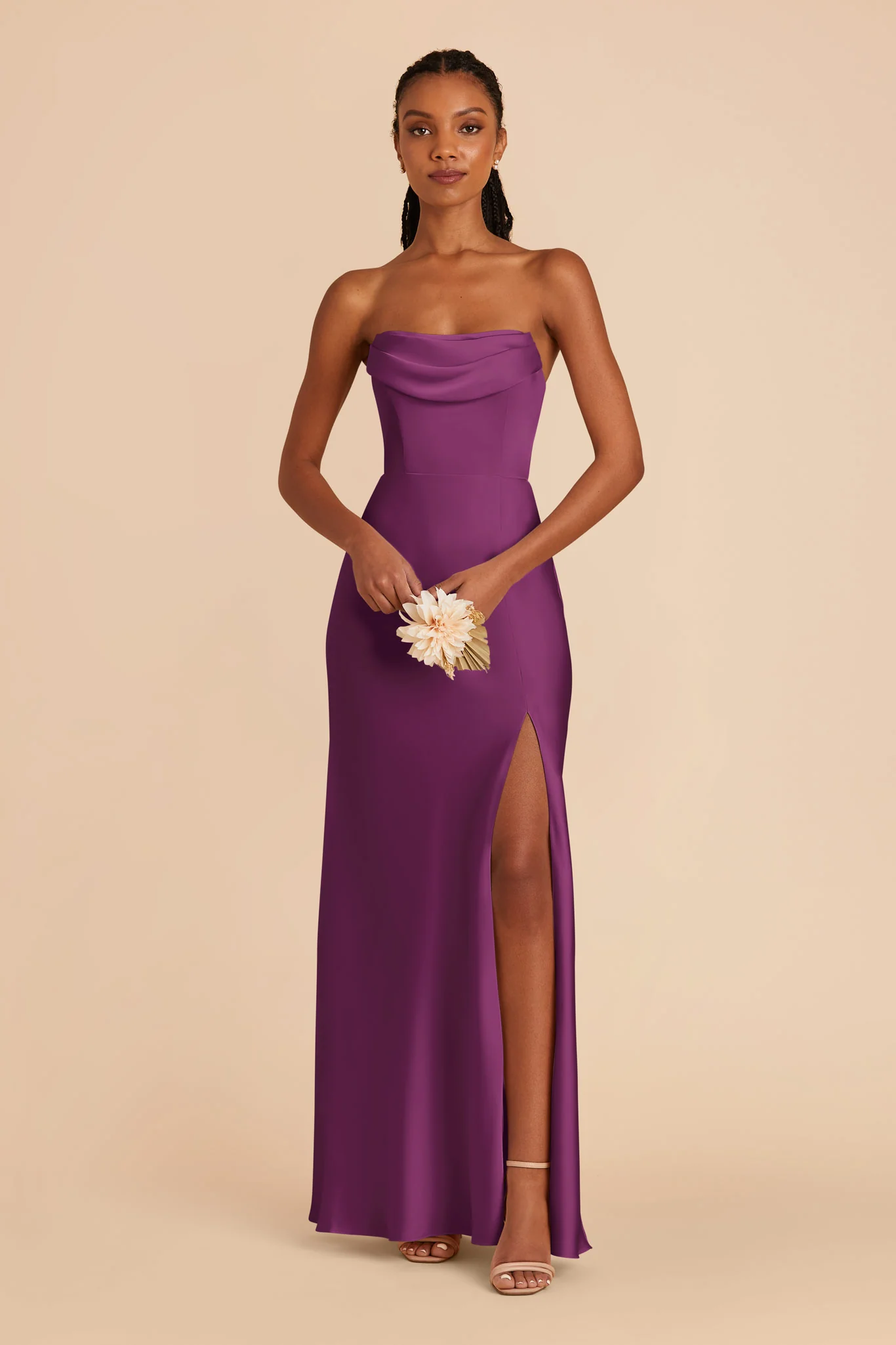 Mia Matte Satin Dress - Fig - Image 4