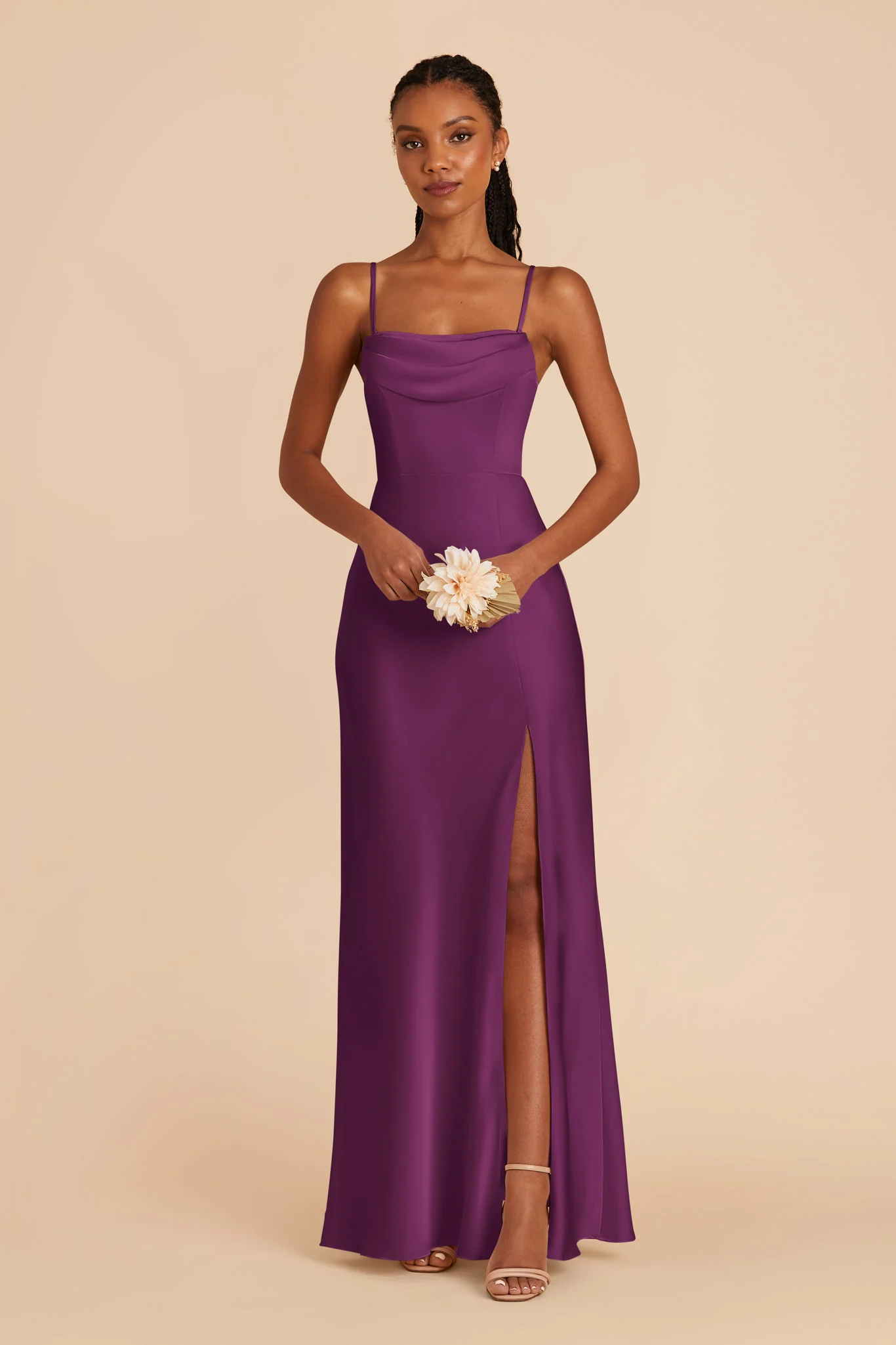 Mia Matte Satin Dress - Fig - Image 5