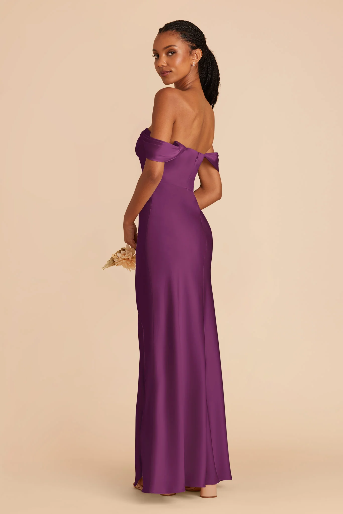 Mia Matte Satin Dress - Fig - Image 6