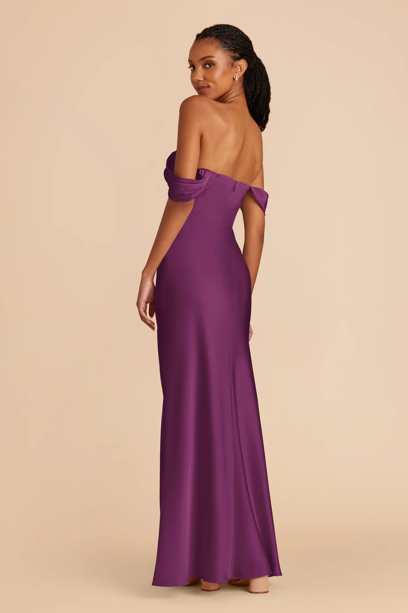Mia Matte Satin Dress - Fig - Image 7