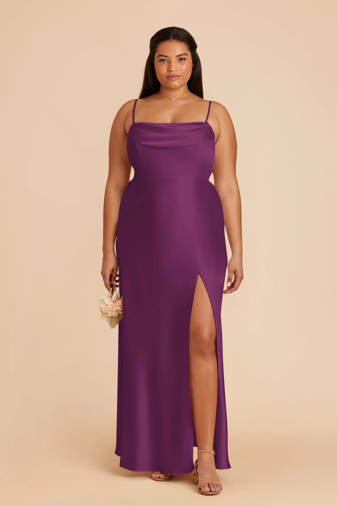 Mia Matte Satin Dress - Fig - Image 9