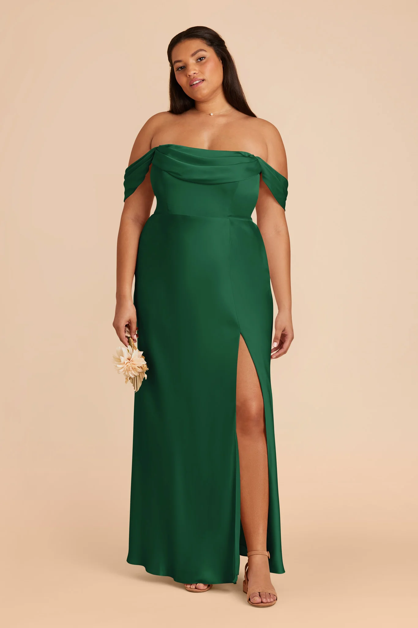 Mia Matte Satin Dress - Forest Green - Image 11