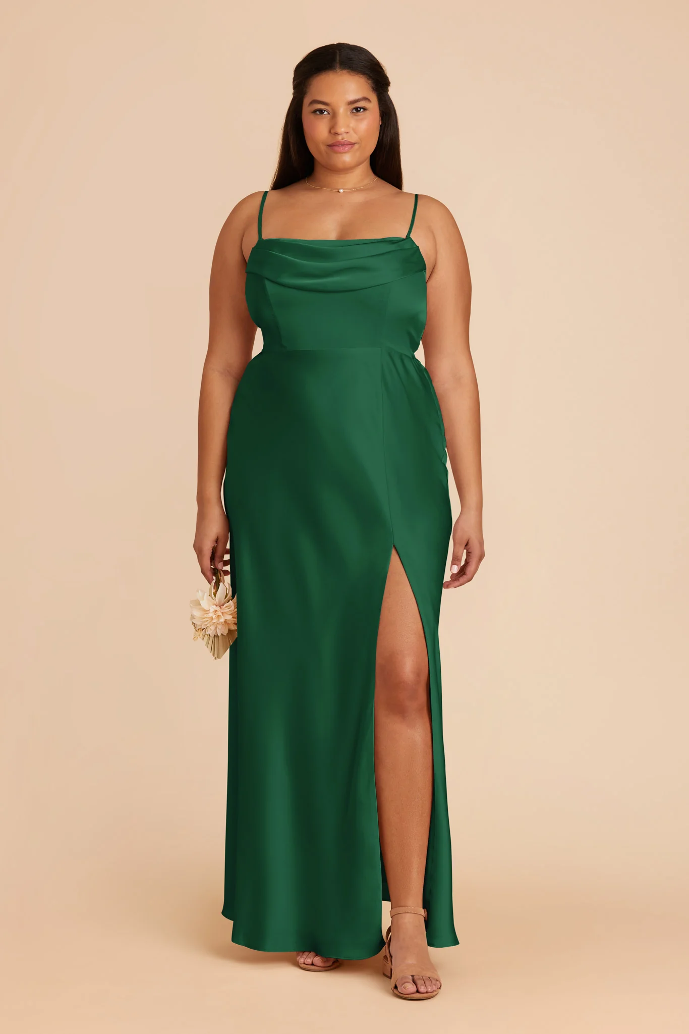 Mia Matte Satin Dress - Forest Green - Image 2