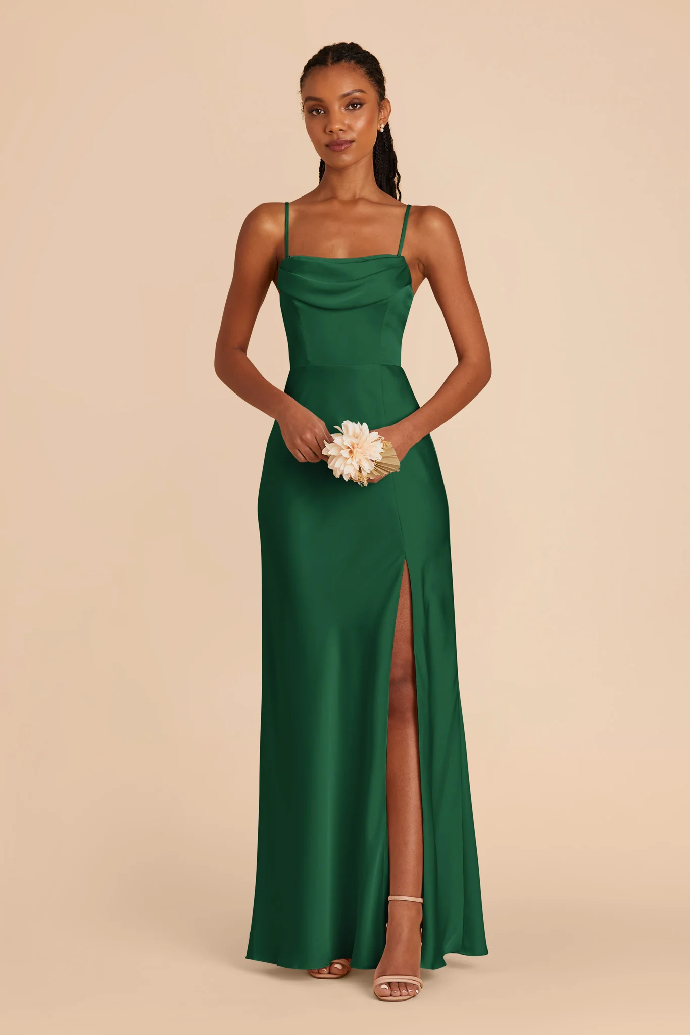 Mia Matte Satin Dress - Forest Green - Image 3