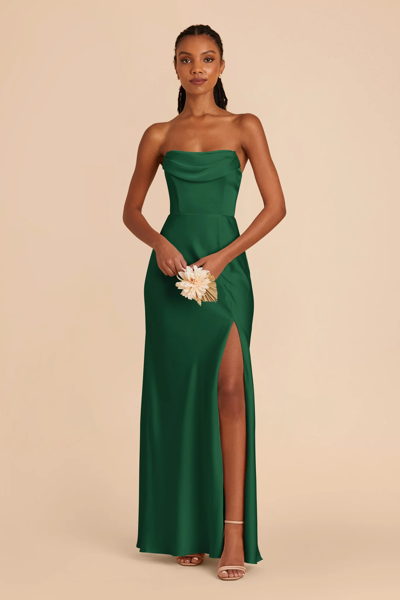 Mia Matte Satin Dress - Forest Green - Image 4