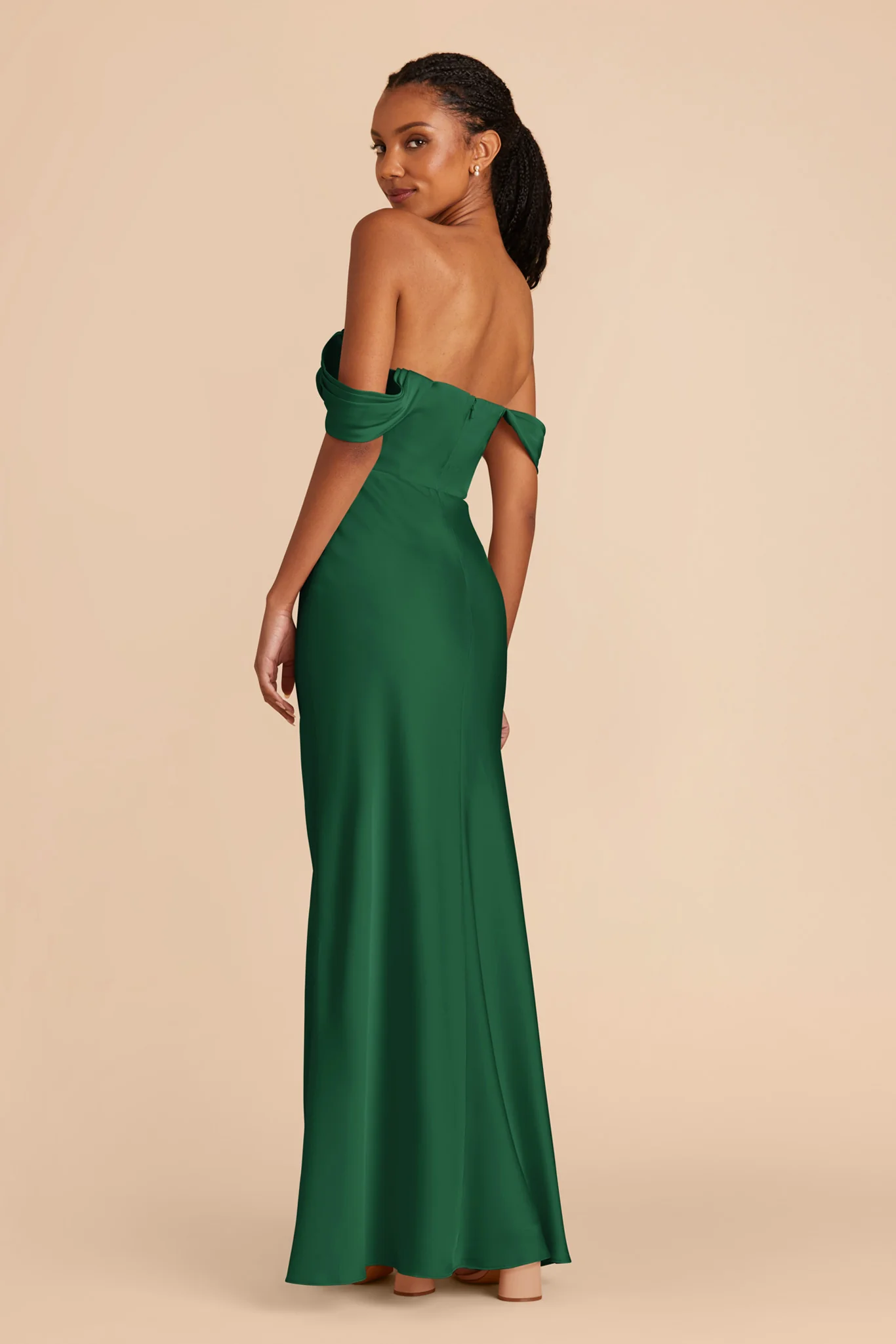 Mia Matte Satin Dress - Forest Green - Image 7