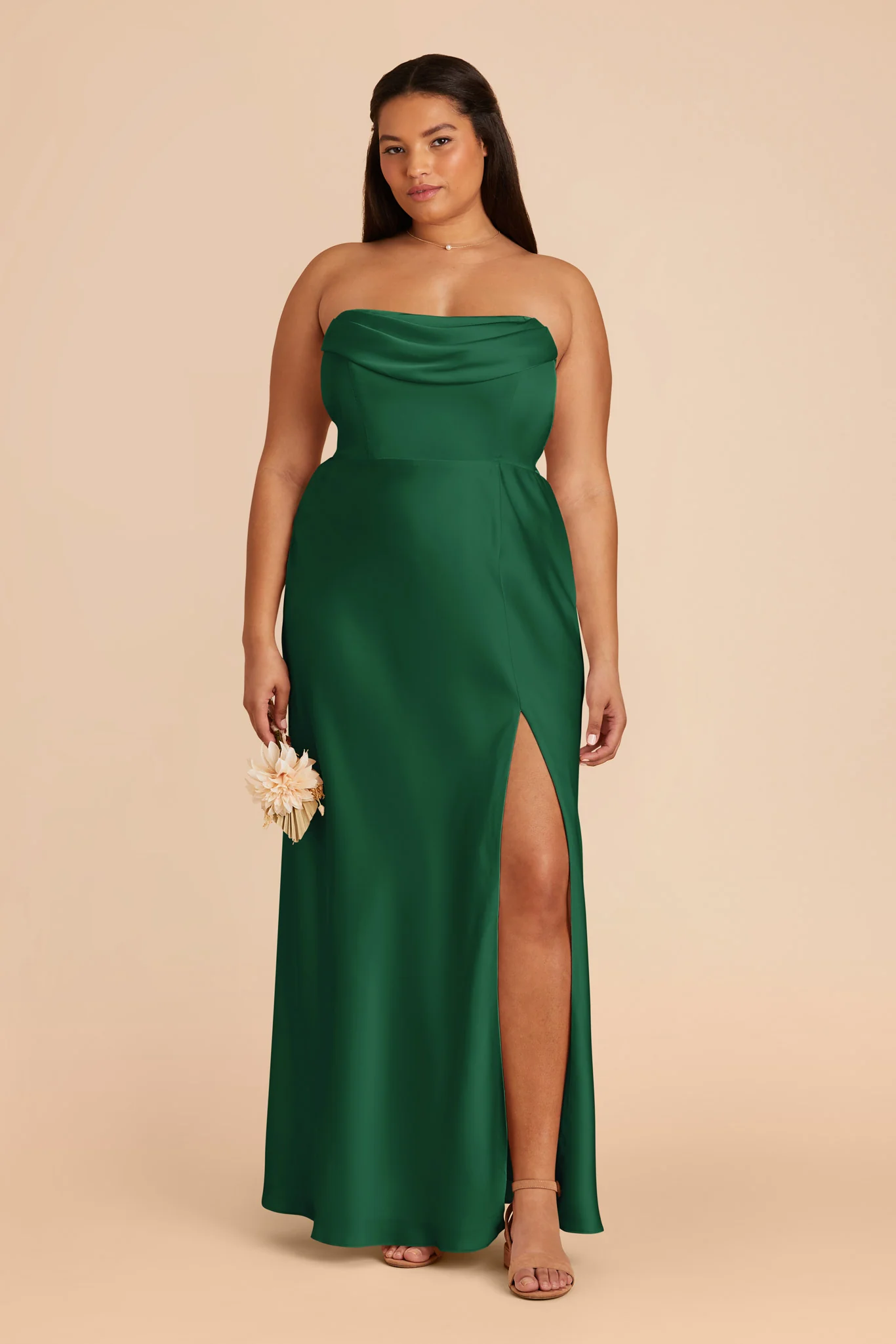 Mia Matte Satin Dress - Forest Green - Image 9