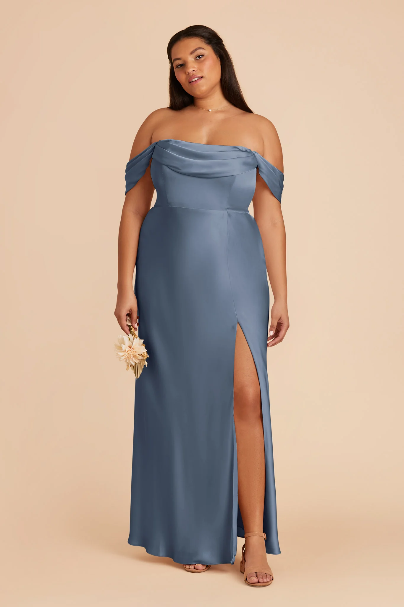 Mia Matte Satin Dress - French Blue - Image 12
