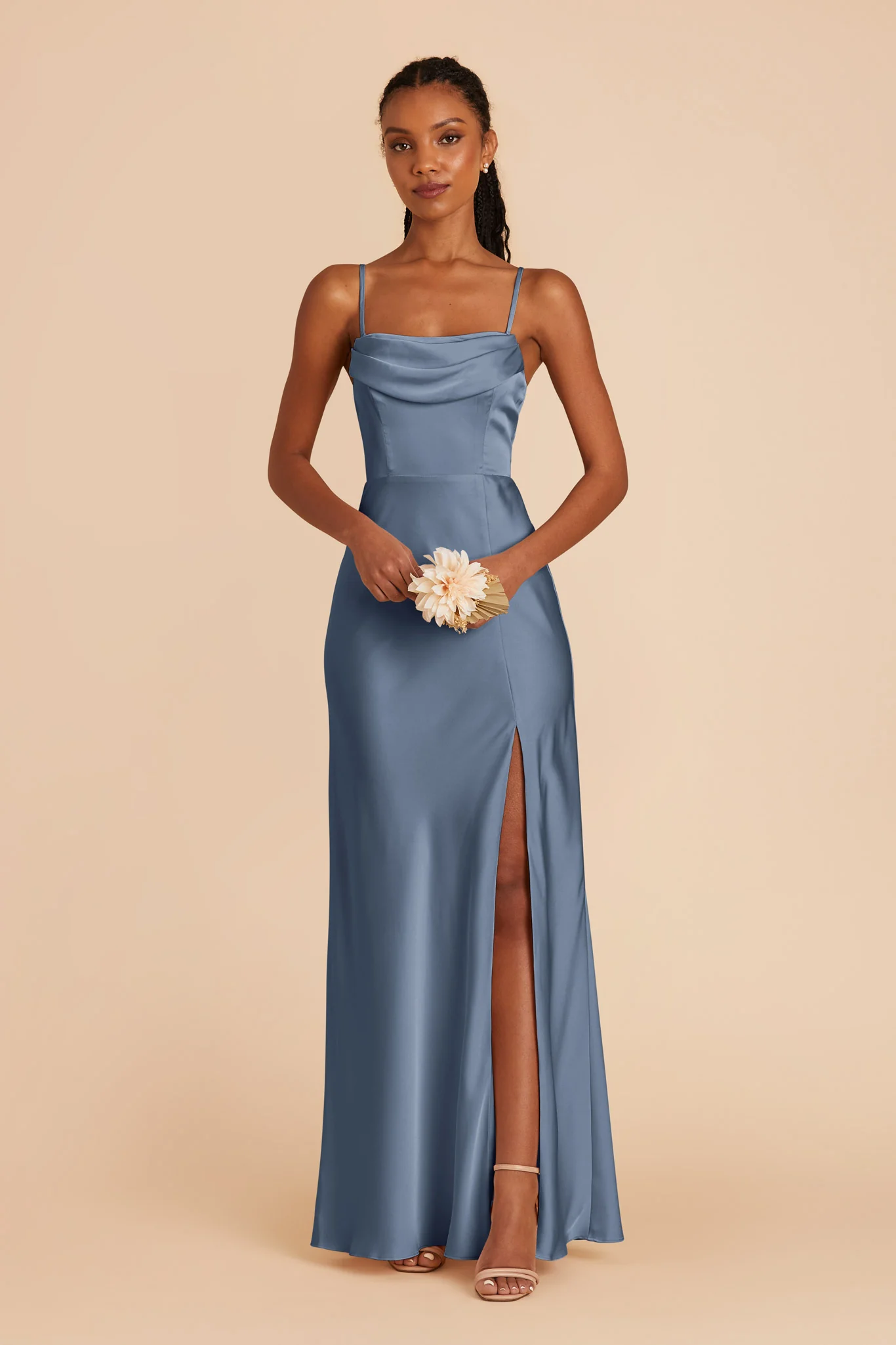 Mia Matte Satin Dress - French Blue - Image 6