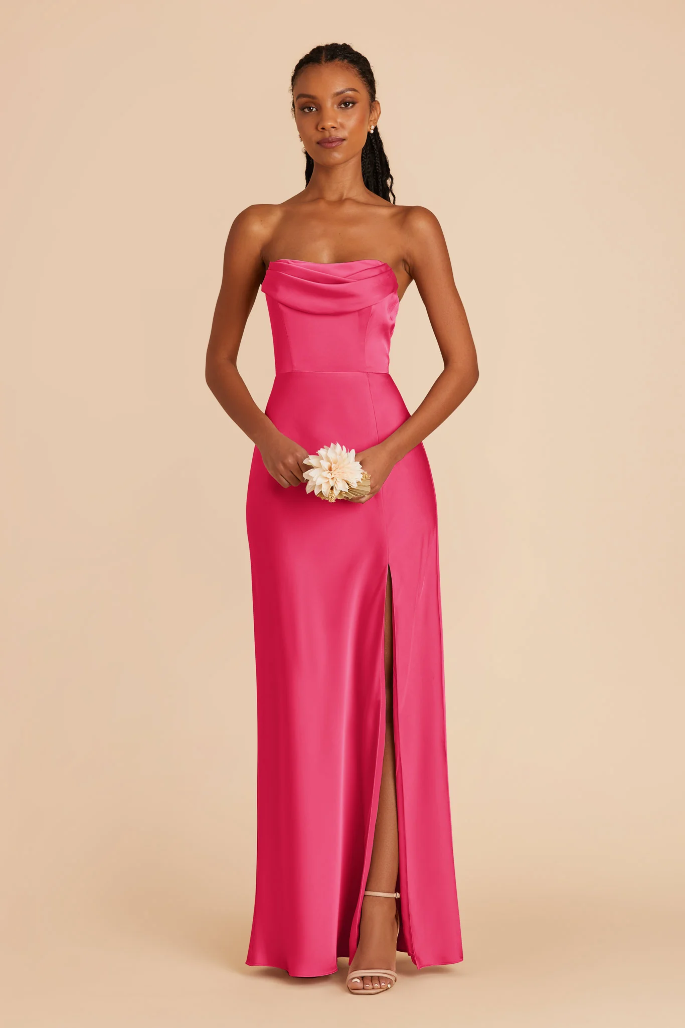 Mia Matte Satin Dress - Fuchsia - Image 3