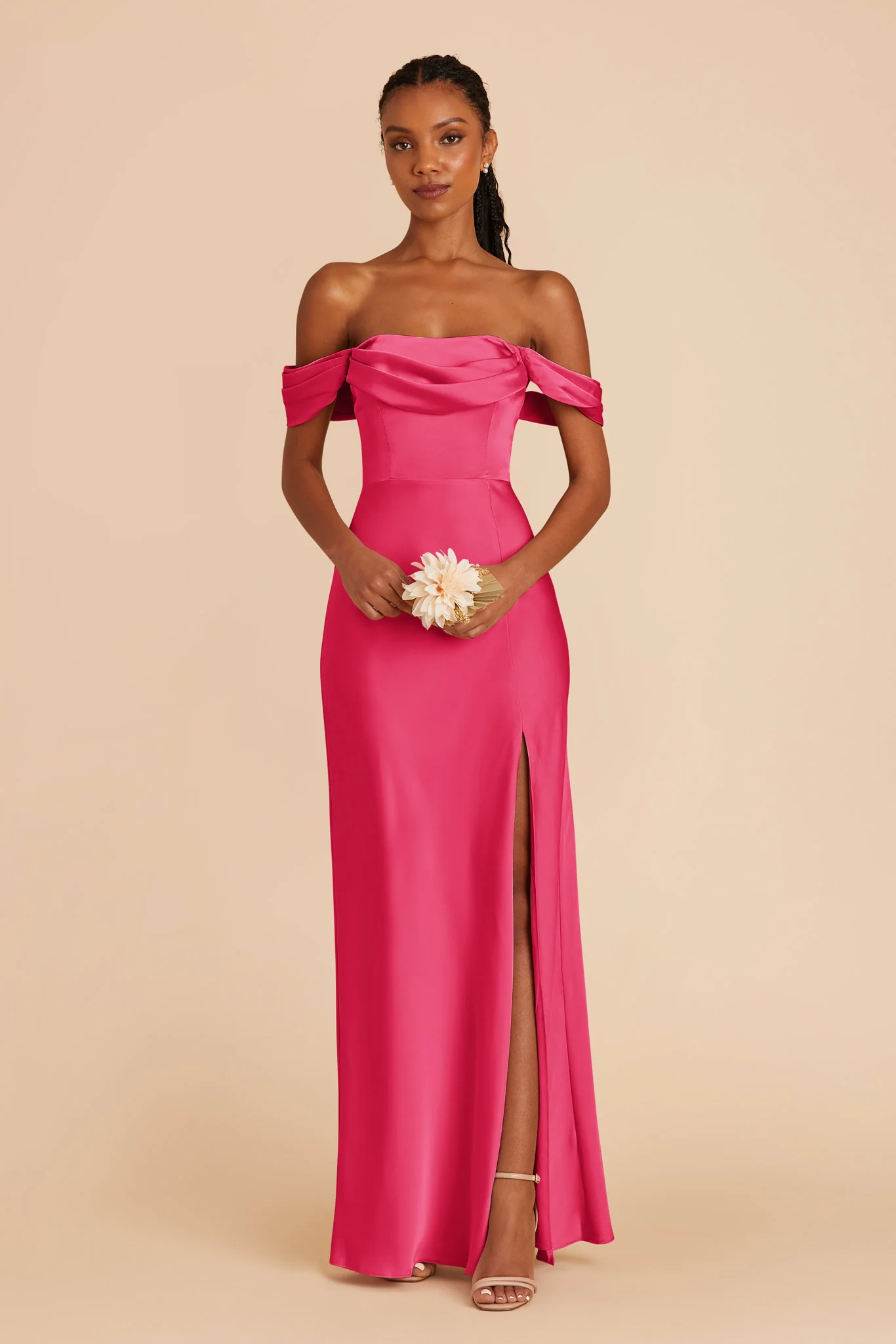 Mia Matte Satin Dress - Fuchsia - Image 4