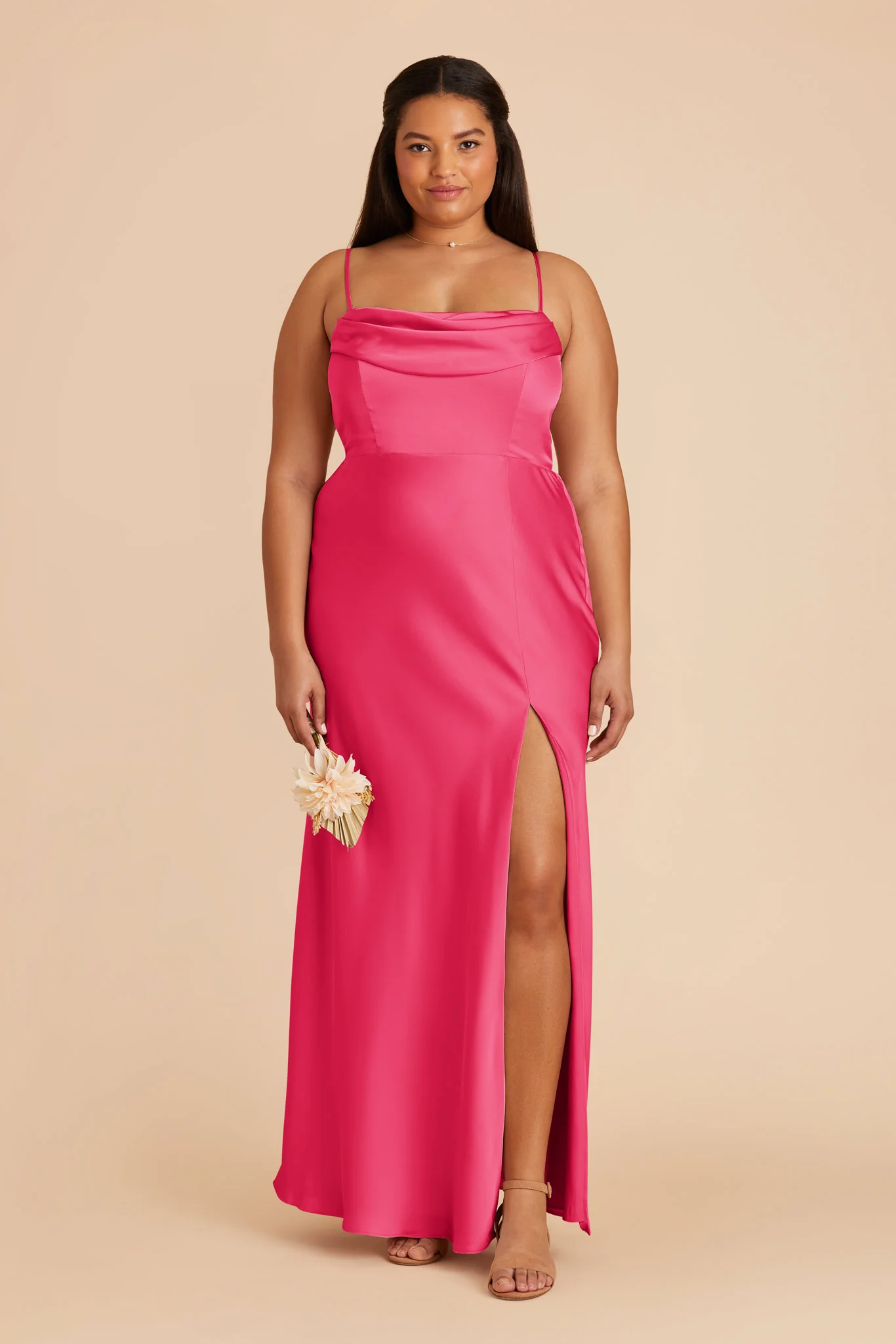 Mia Matte Satin Dress - Fuchsia - Image 9