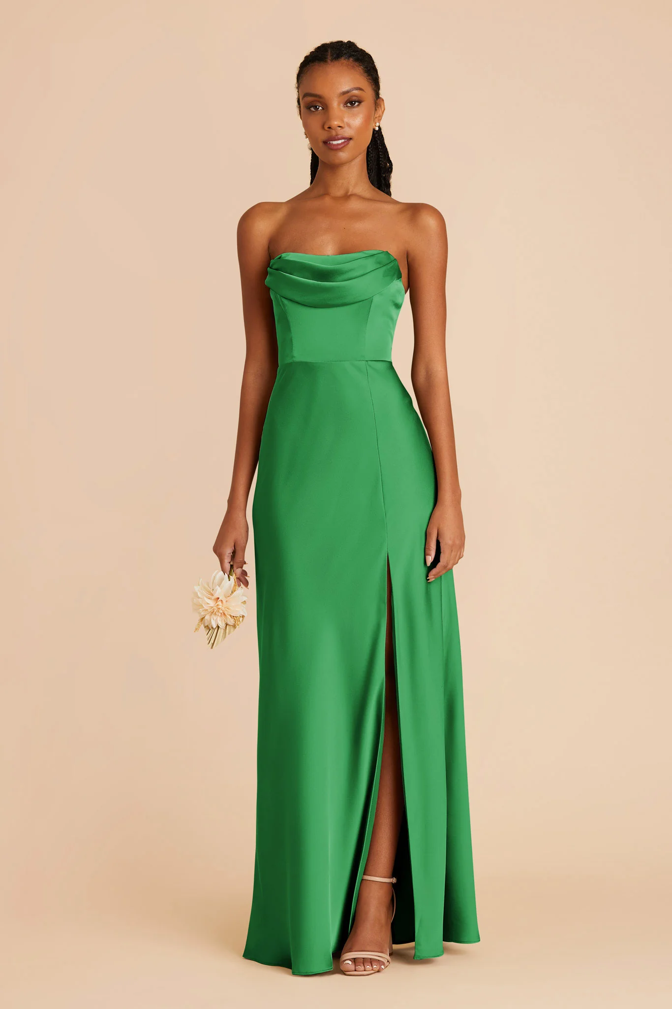Mia Matte Satin Dress - Kelly Green - Image 4