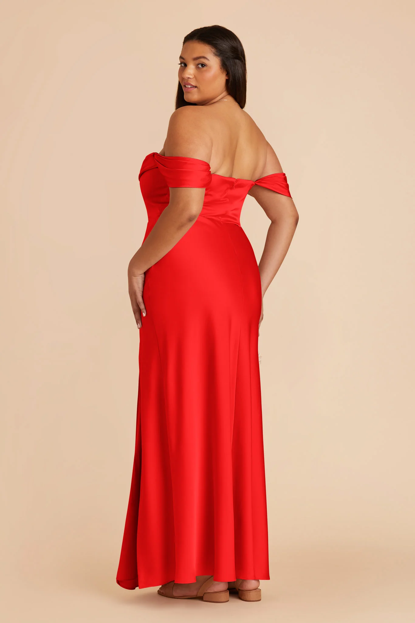 Mia Matte Satin Dress - Lipstick Red - Image 16