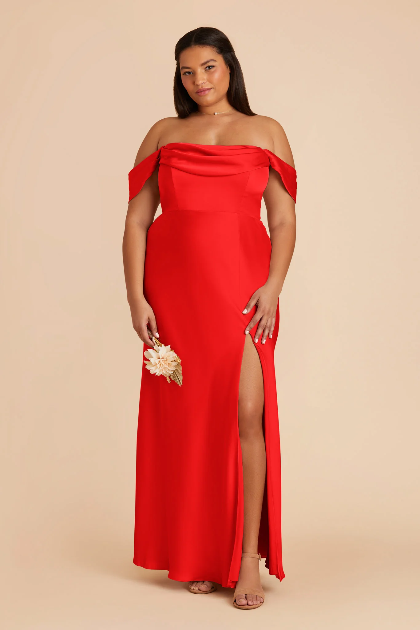 Mia Matte Satin Dress - Lipstick Red - Image 7