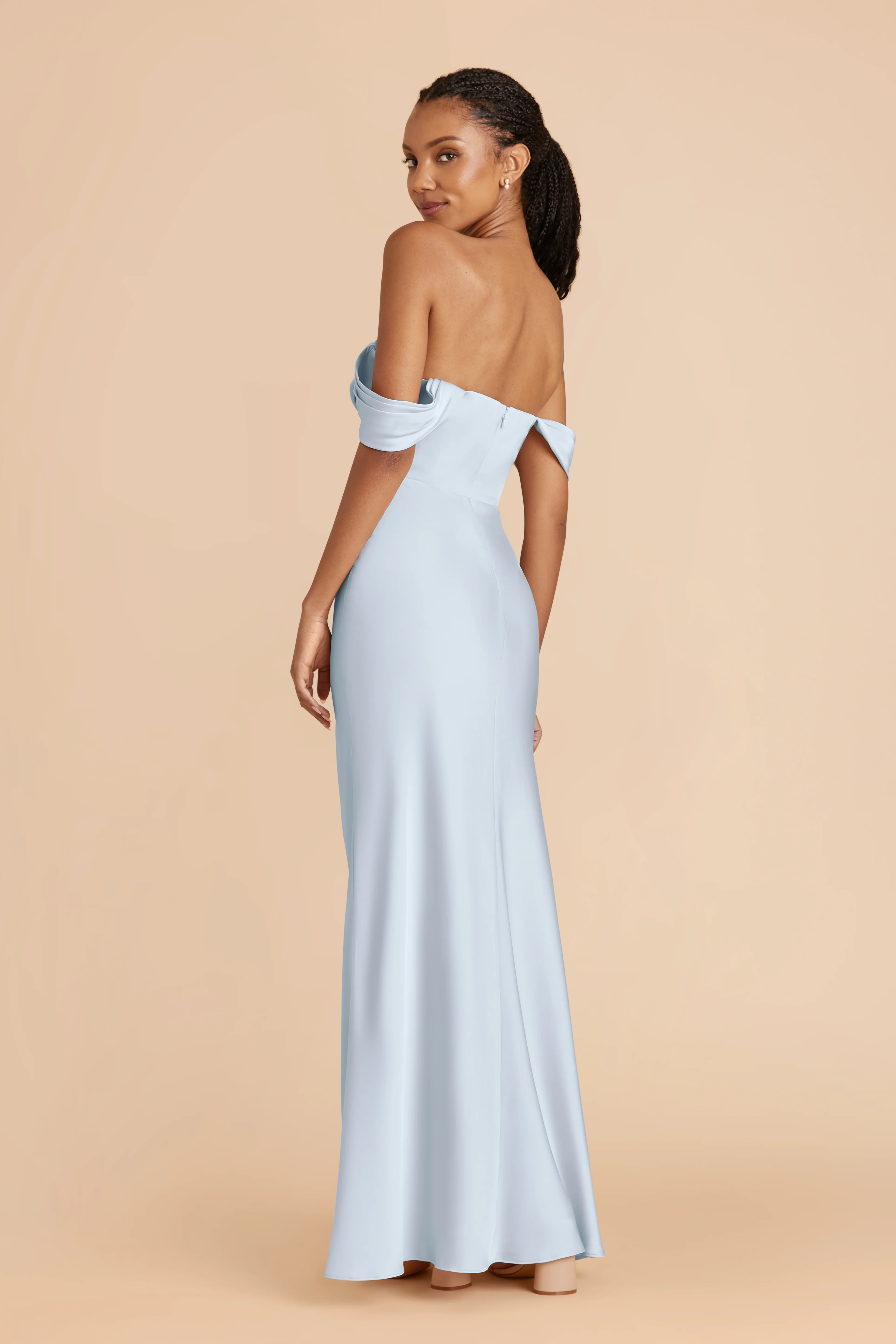 Mia Matte Satin Dress - Mist Blue - Image 6