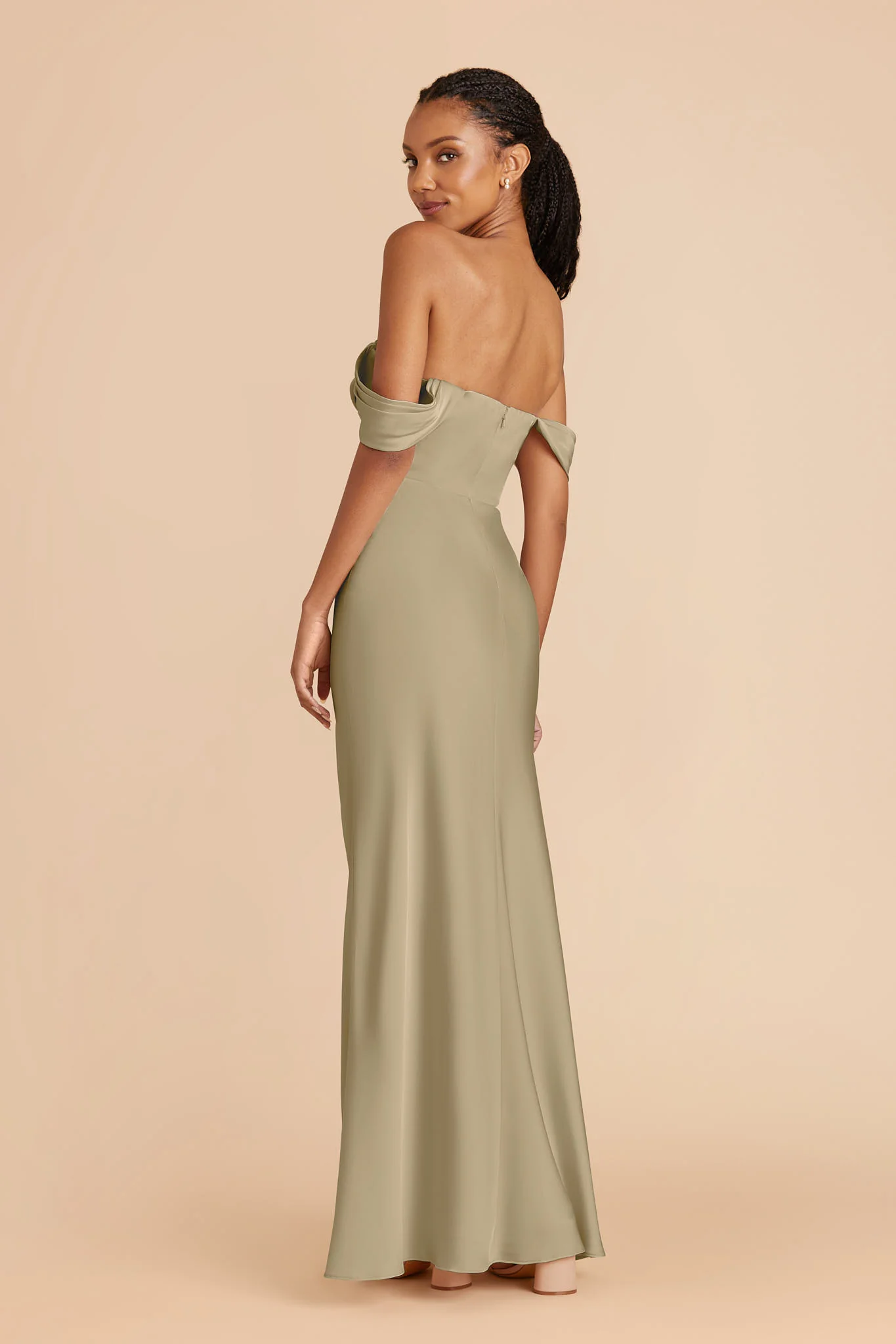 Mia Matte Satin Dress - Moss Green - Image 6
