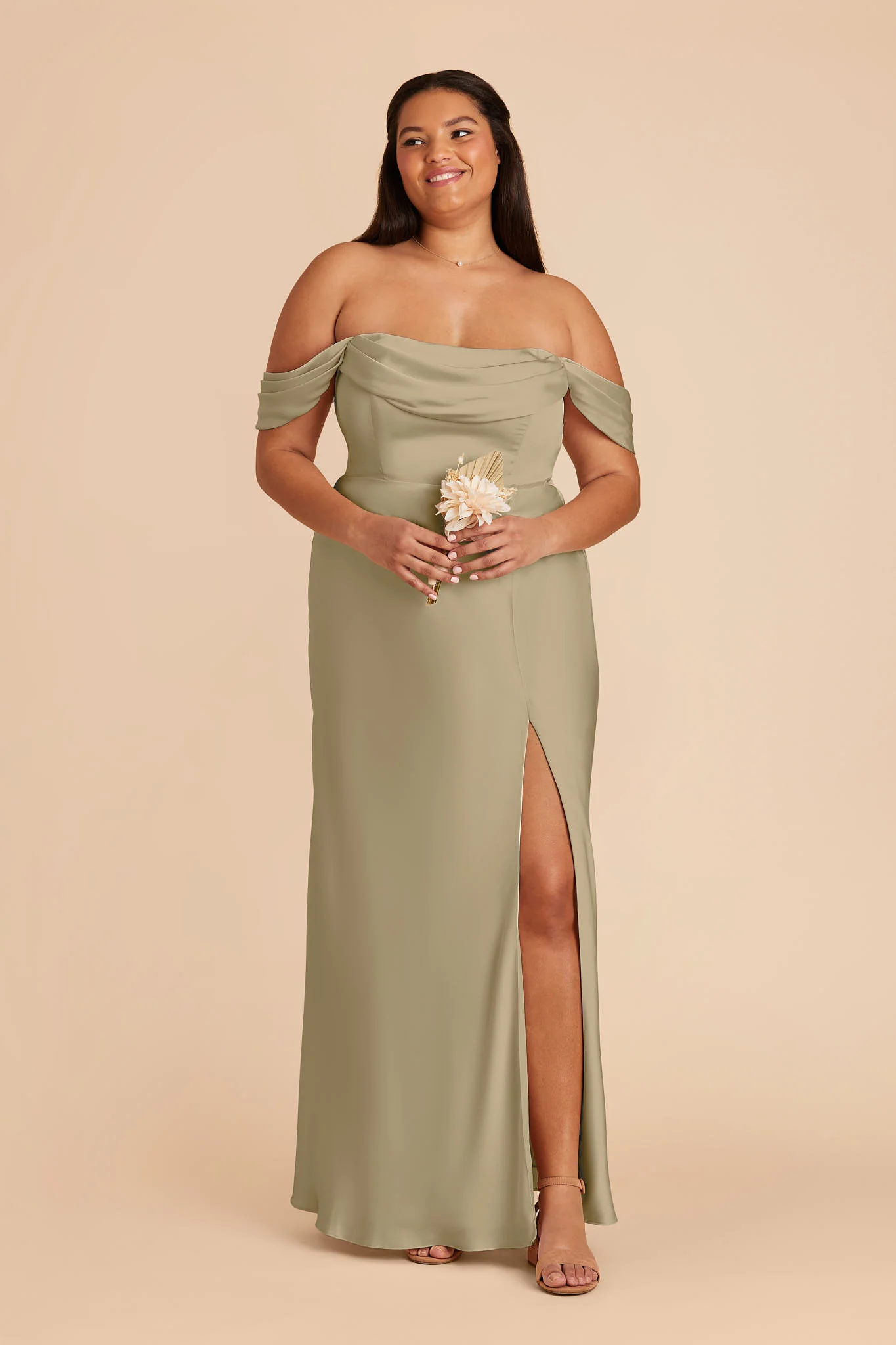 Mia Matte Satin Dress - Moss Green - Image 8